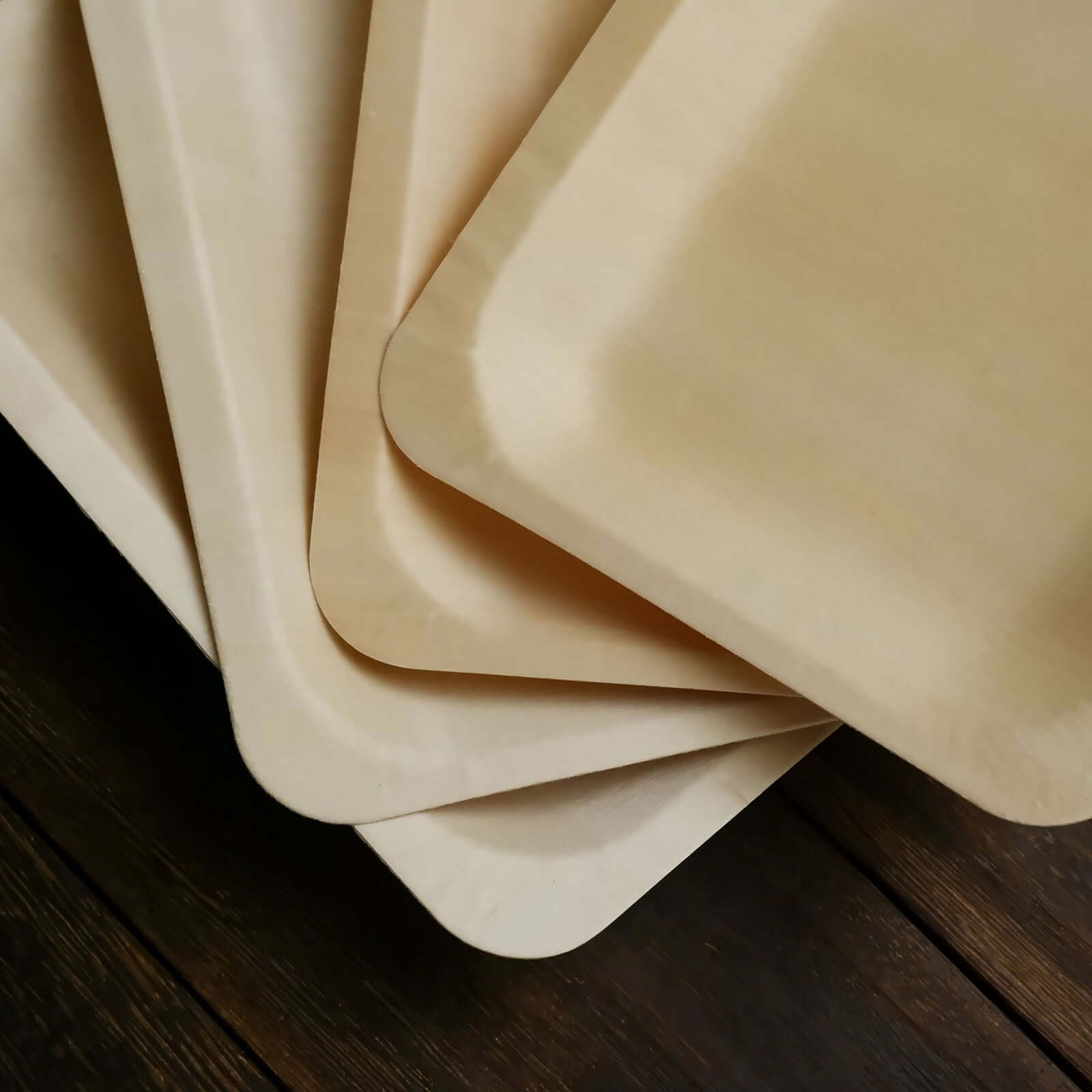 25-Pack Birchwood 5"x8" Rectangle Dessert Serving Plates - Natural Eco Friendly Wooden Disposable Plates for Farmhouse-Style Events, Parties & Gatherings