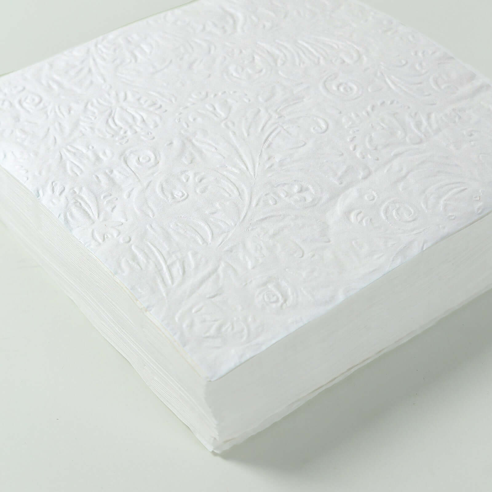 50-Pack Paper Cocktail Napkins with Embossed French Swirl Pattern White - Soft 2 Ply Beverage Napkins for Events 6.5"x6.5"