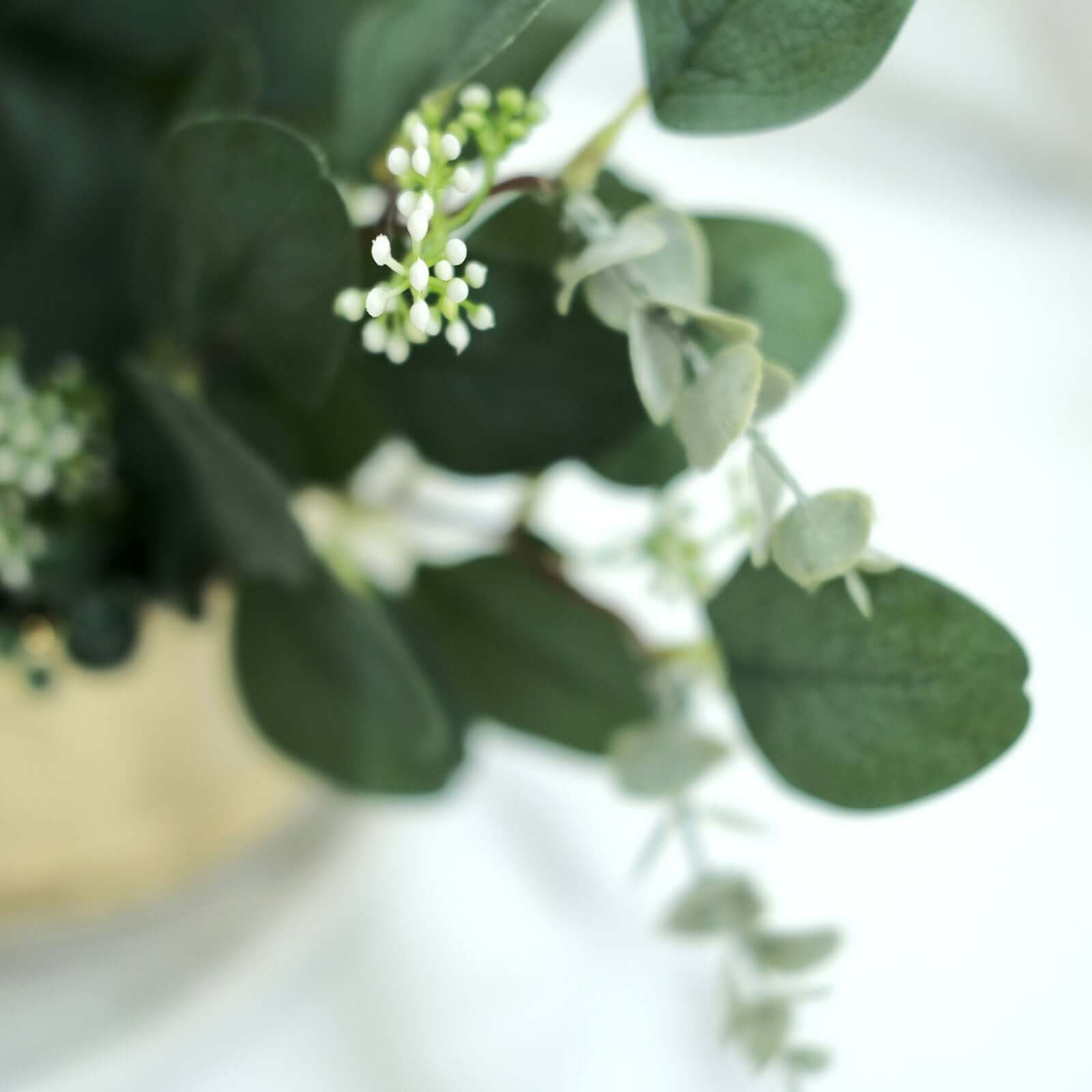 14 Stems Real Touch 12" Artificial Eucalyptus Leaf Flower Bouquet, Faux Silver Dollar Branches, Vase Floral Arrangement