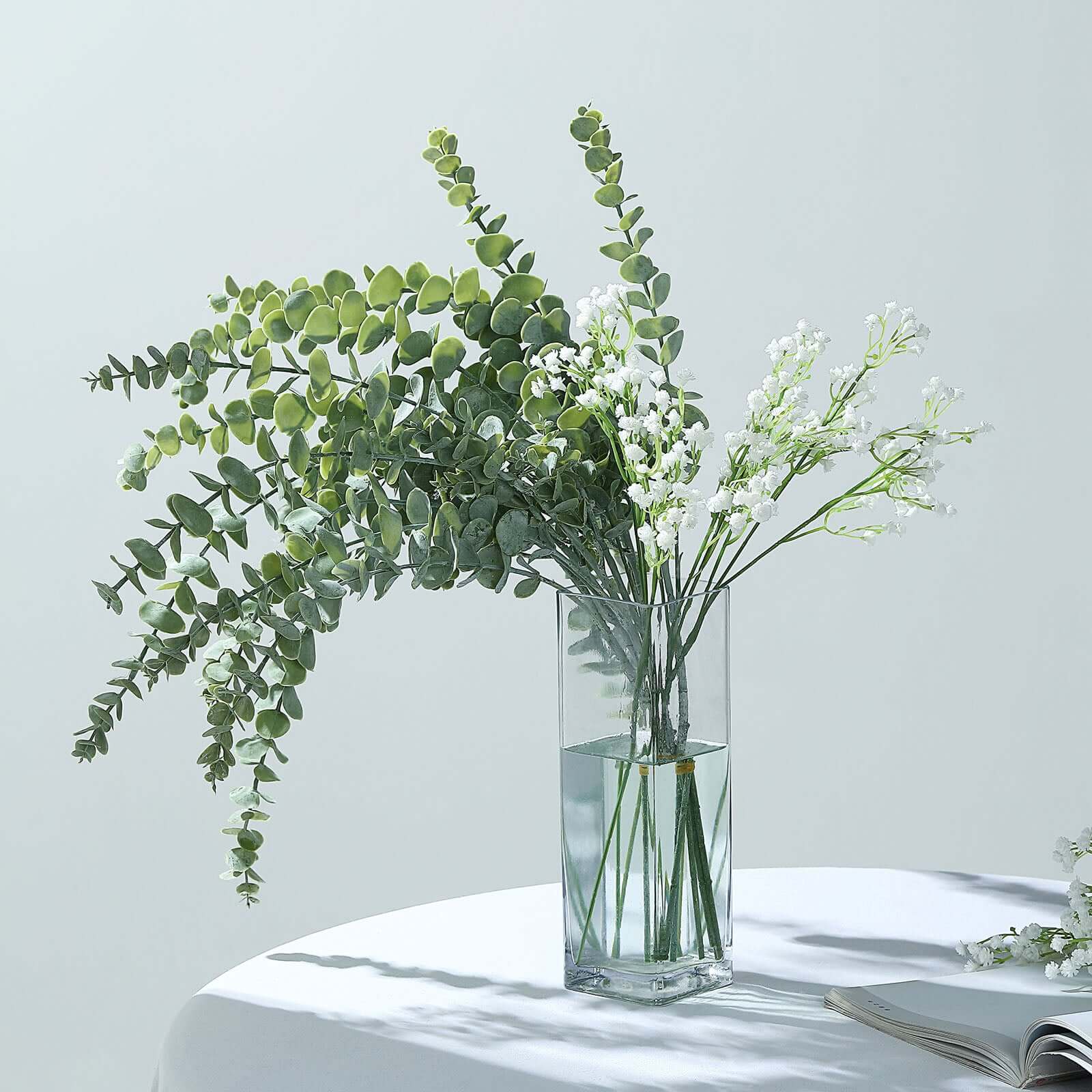 3 Bushes 30" Frosted Green Artificial Eucalyptus Branches Faux Plant
