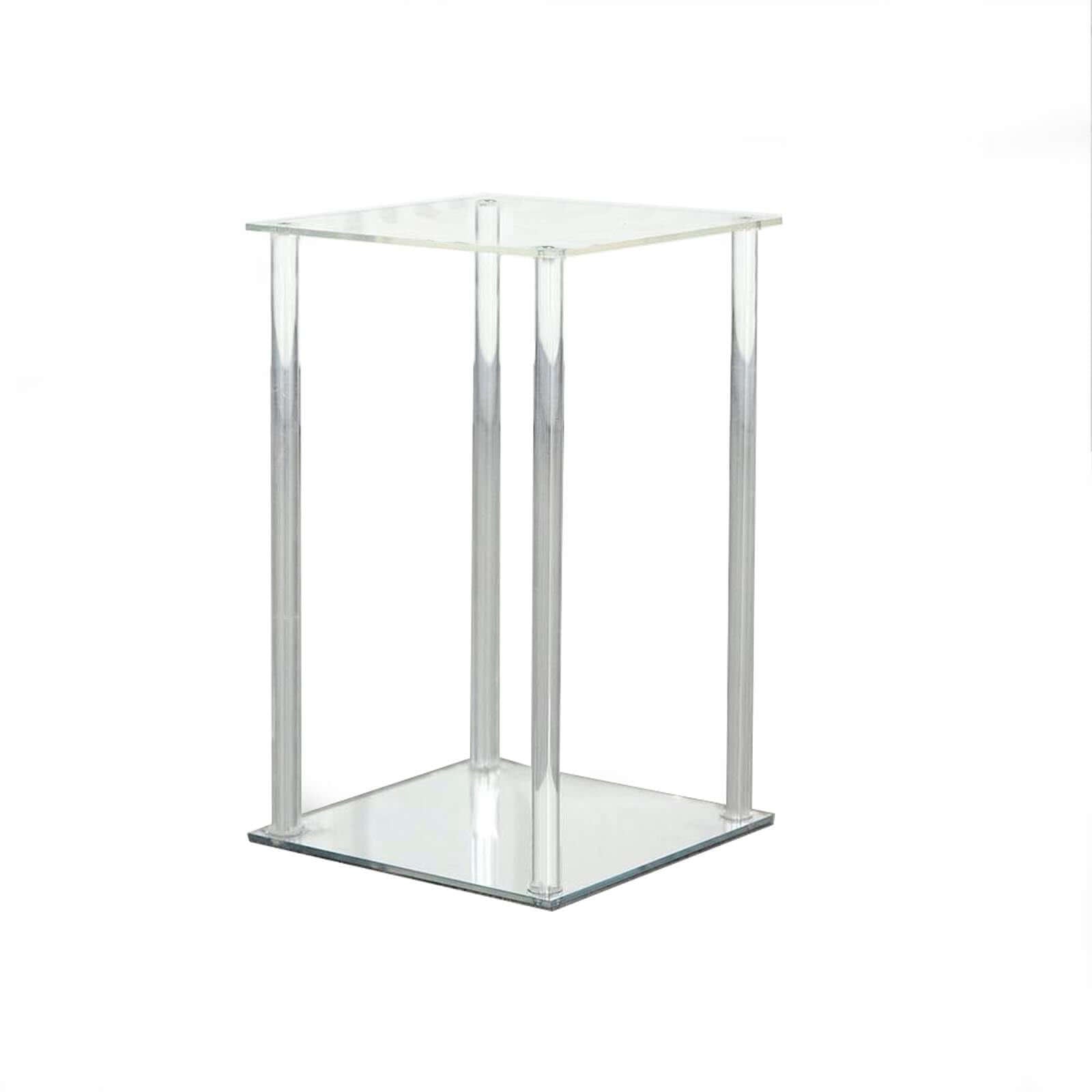 Acrylic Flower Vase Pillar Stand with Square Mirror Base Clear - Versatile Wedding Table Centerpiece 24"