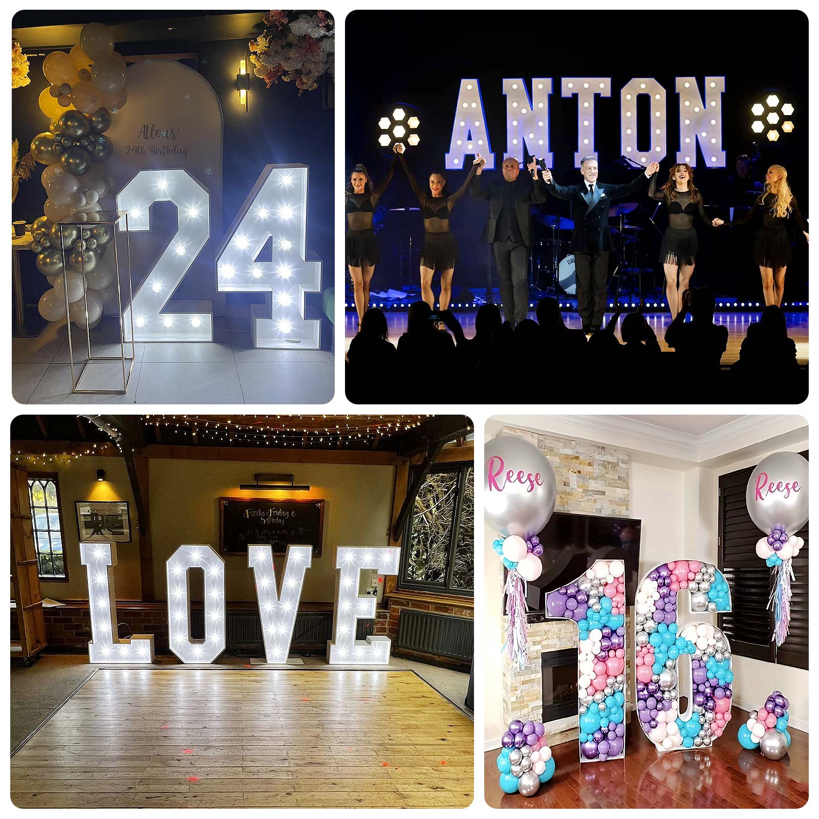Giant LED Marquee Light Up Number "7", White 4ft Pre-Cut Foam Board with 10 Warm White Battery Operated LEDs, Glue Gun and Sticks