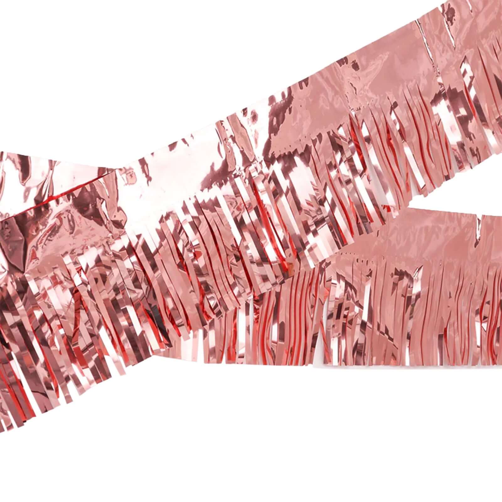 16ft Metallic Rose Gold Foil Tassel Fringe Backdrop Banner, Tinsel Garland Decor