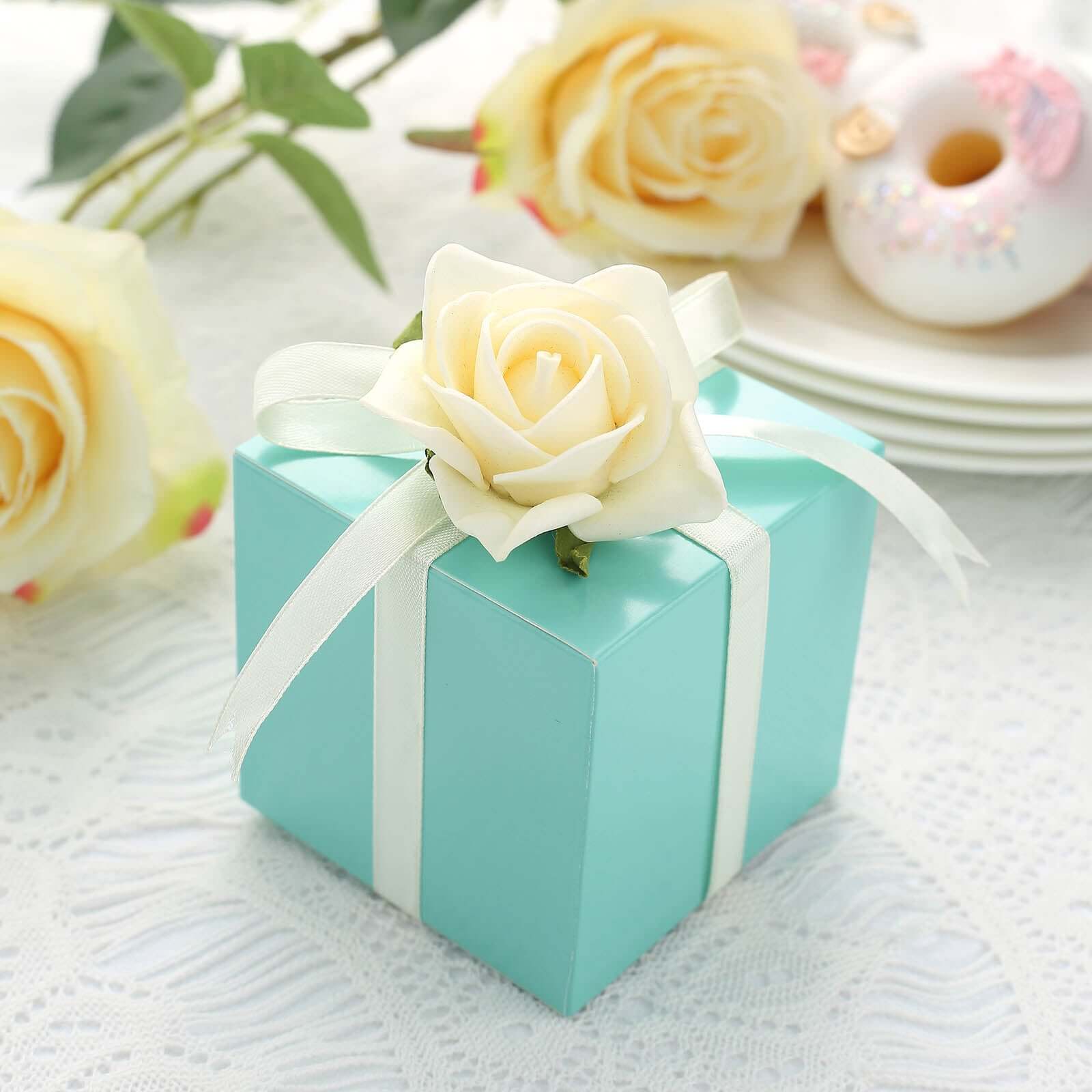 100 Pack 3" Easy DIY Turquoise Party Shower Favor Candy Gift Boxes