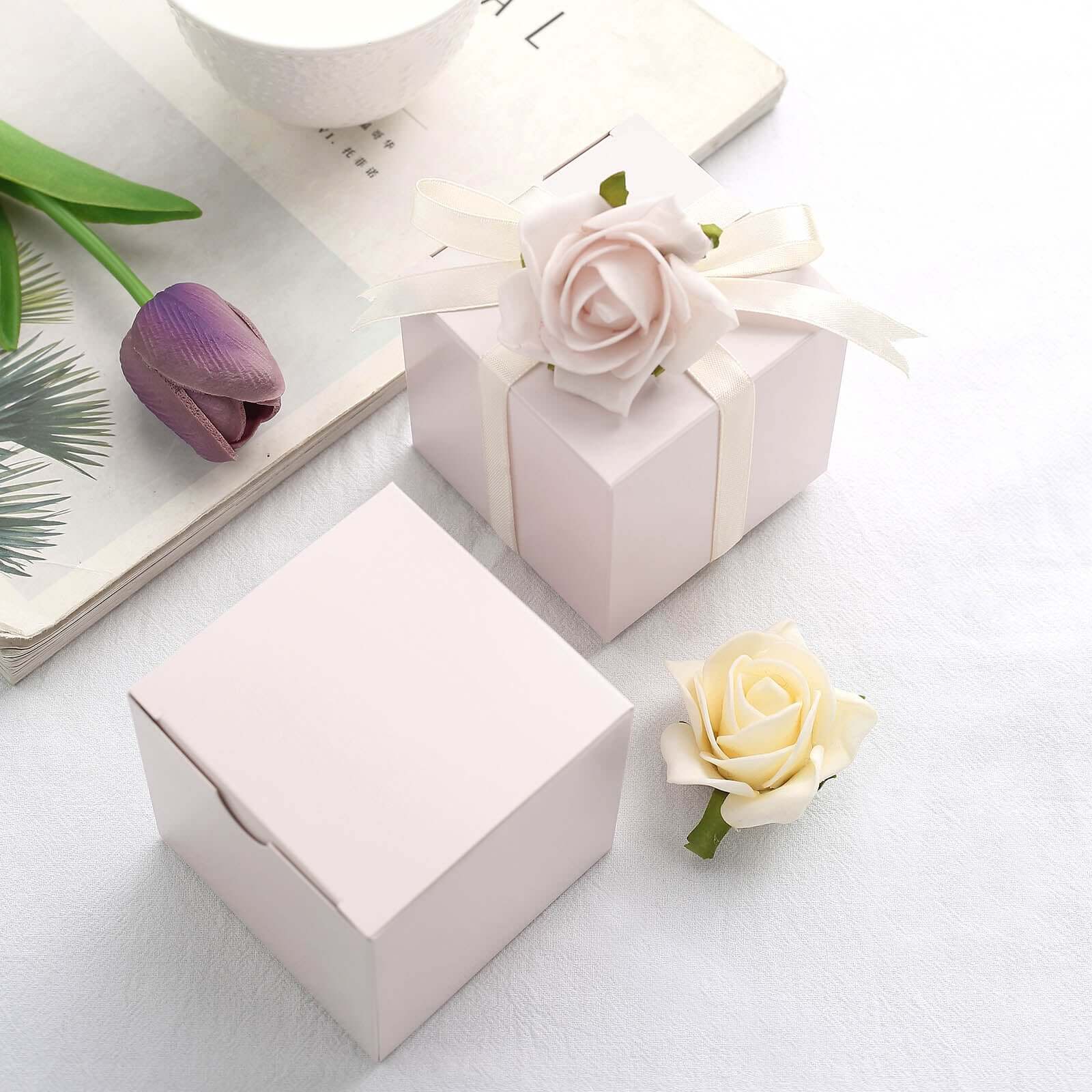 100 Pack 3" DIY Blush Party Shower Favor Candy Gift Boxes