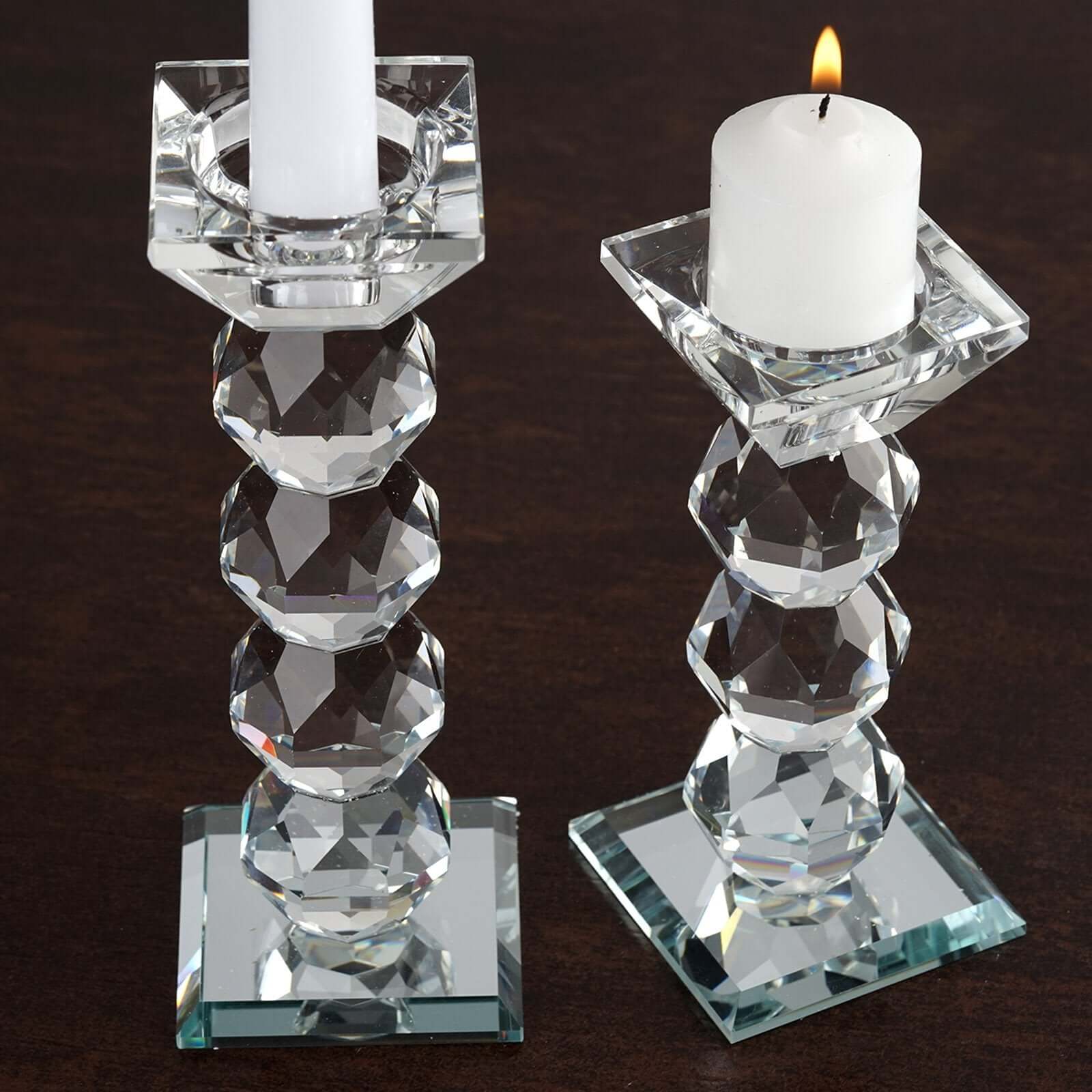 Gemcut Crystal Glass Votive Candle Holder Stand, Decorative Candle Display Piece 7" Tall