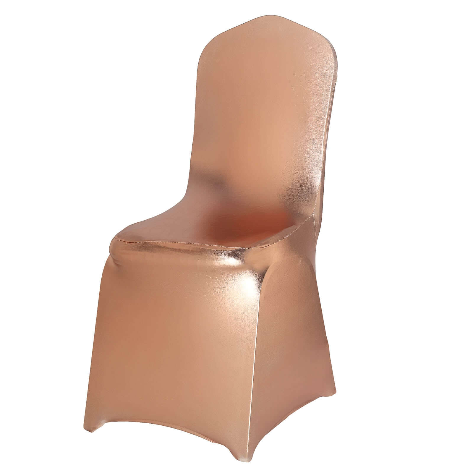 Spandex Banquet Chair Cover Metallic Rose Gold - Glittering Fitted Slipcover