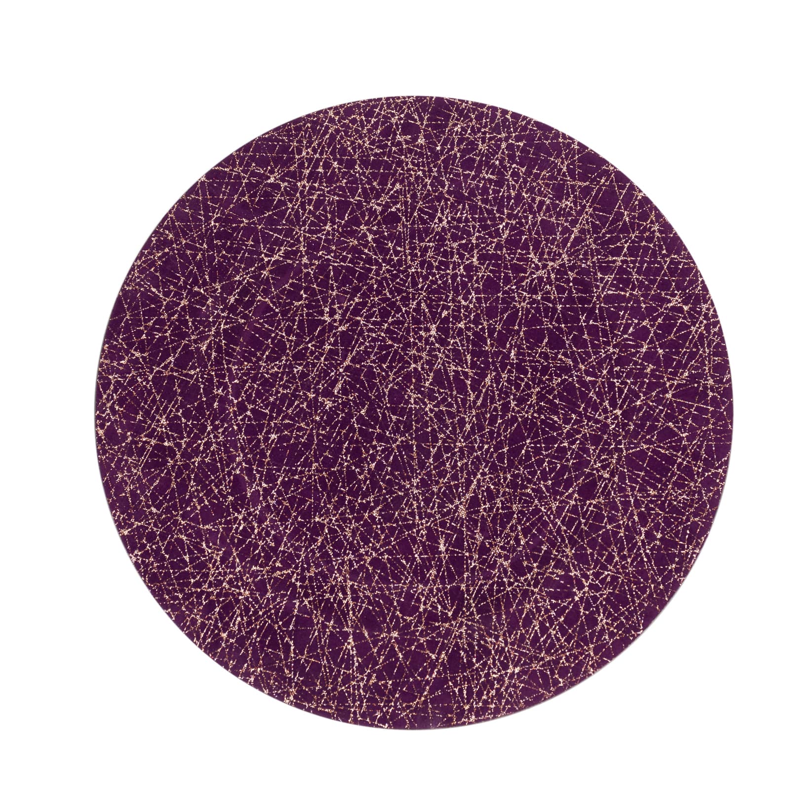 6-Pack Acrylic Round Charger Plates 13" in Purple with Gold Glitter Abstract Lines Pattern, Decorative Dinner Party Charger Tableware