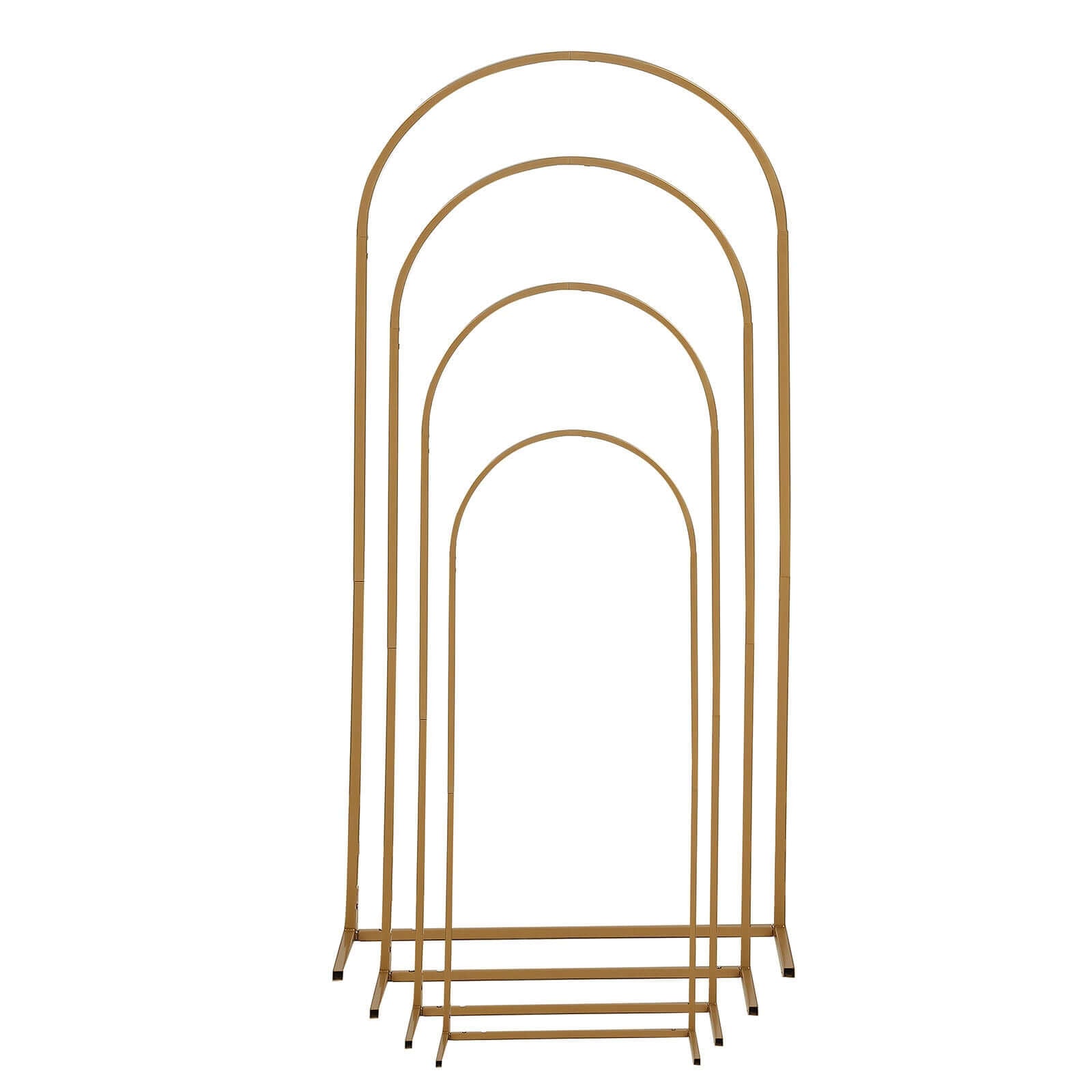 Set of 4 Gold Metal Wedding Arch Chiara Backdrop Stand Floral Display Frame With Round Top