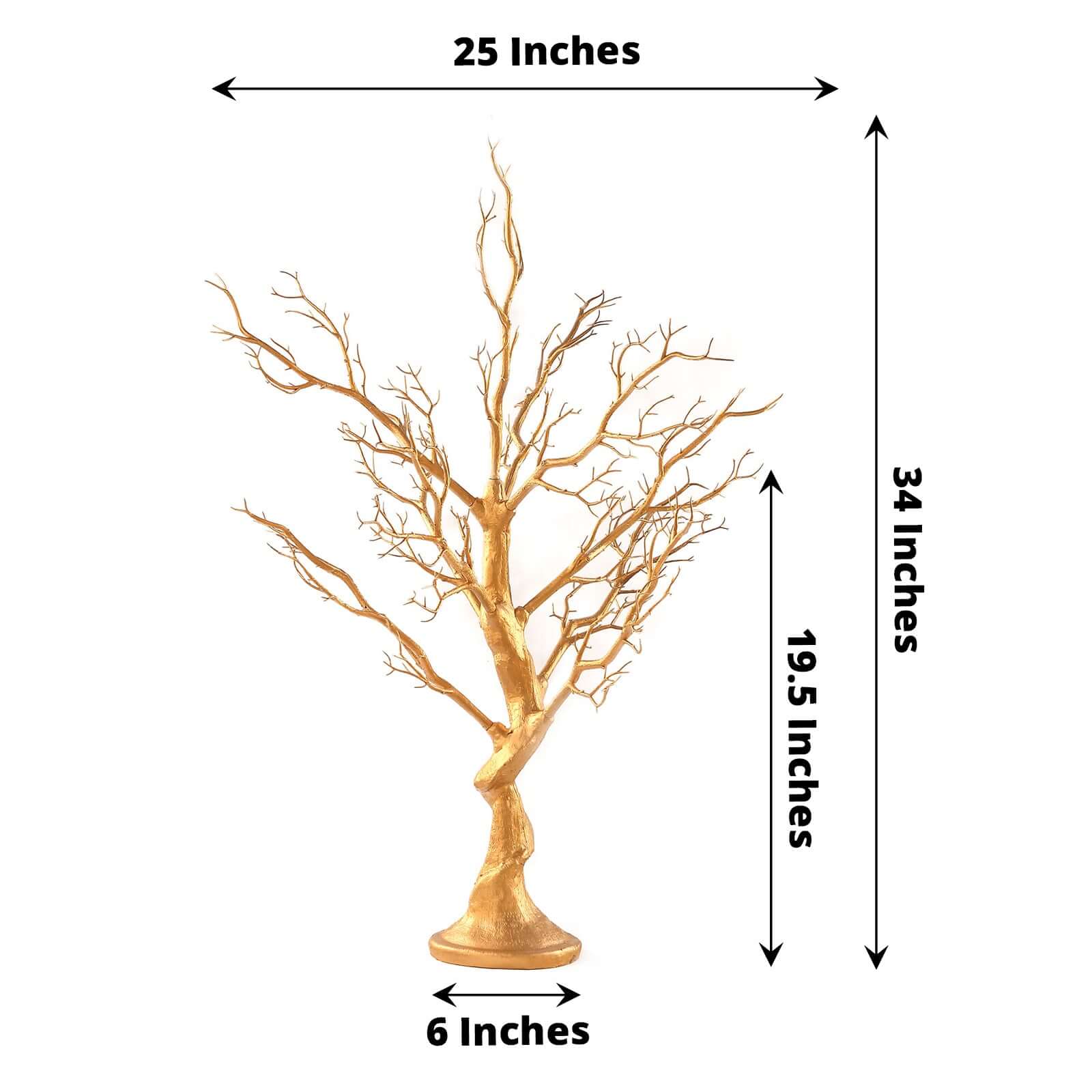 Manzanita Tree Centerpiece Metallic Gold with 8 Acrylic Bead Chains - Easy Assembly Decorative Artificial Tree for Modern Weddings Parties & Event Displays 34"