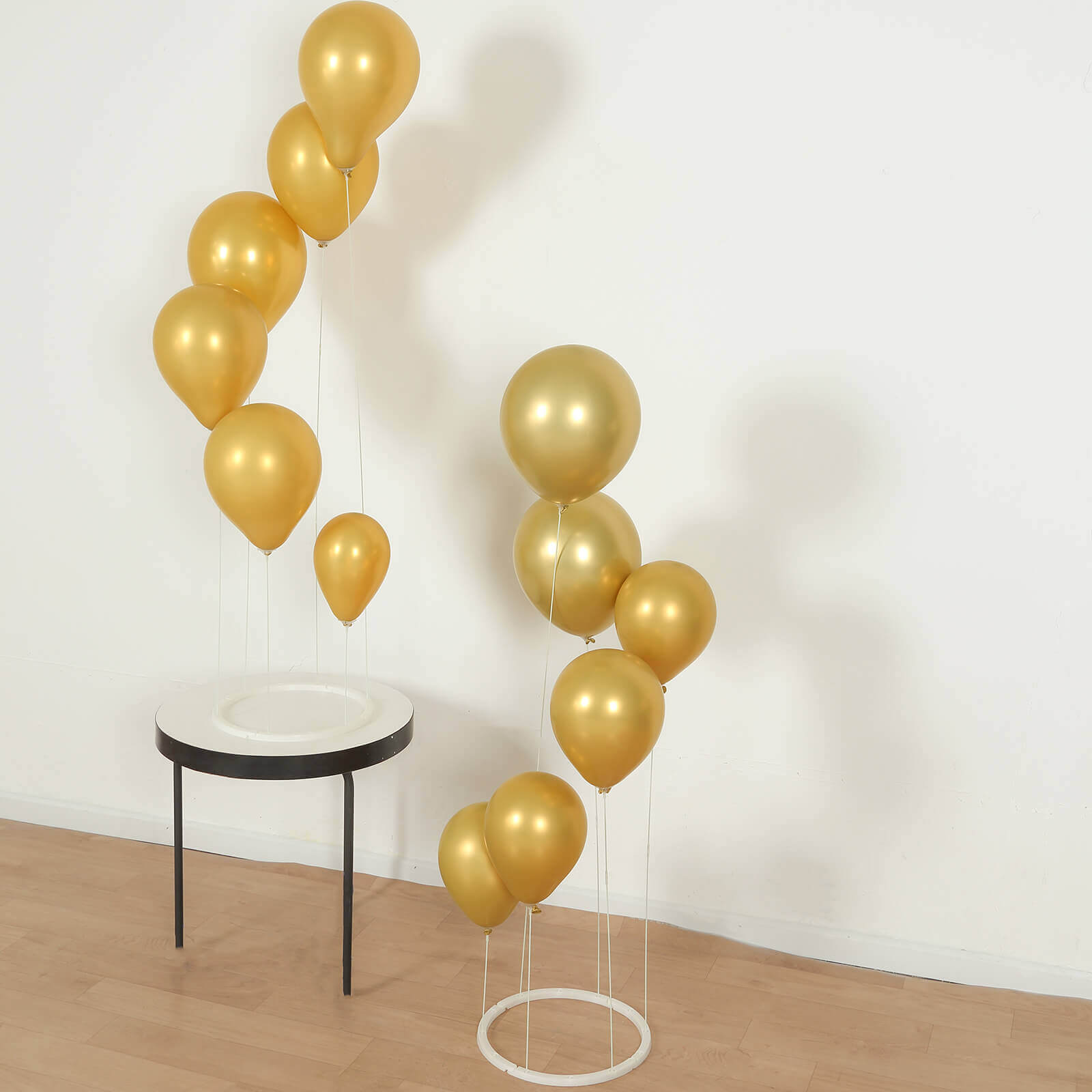 2-Pack 3ft Floating Balloon Floor Stand Kit – White Spiral Balloon Holder with Round Base for Party Decorations