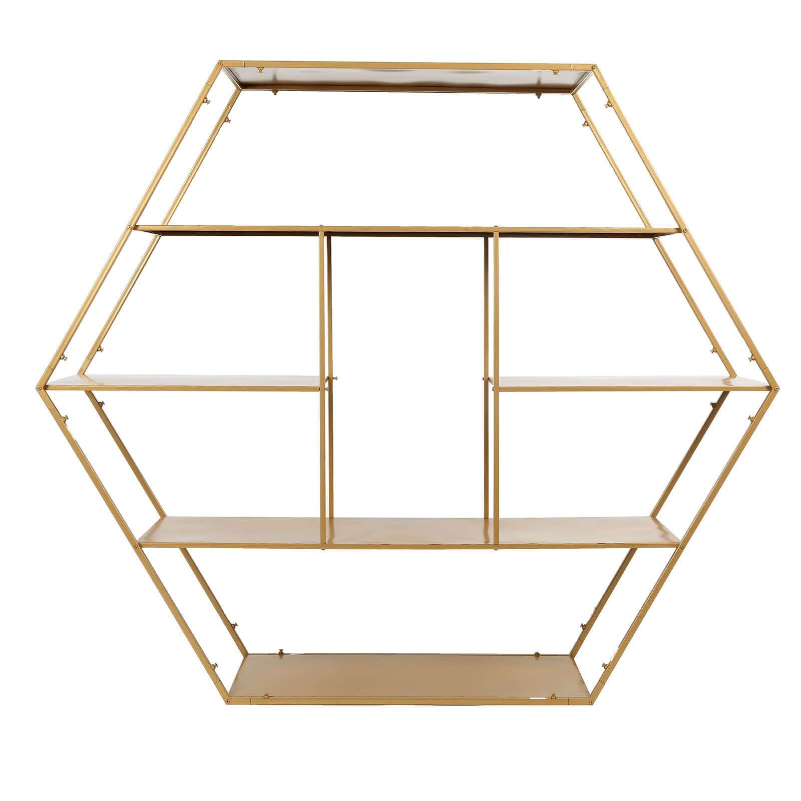 Metal Hexagonal Cake Dessert Display Stand Gold - Large Multi Functional Modern Bookcase Party Backdrop for Balloons Floral Installations & Event Decor 4ft