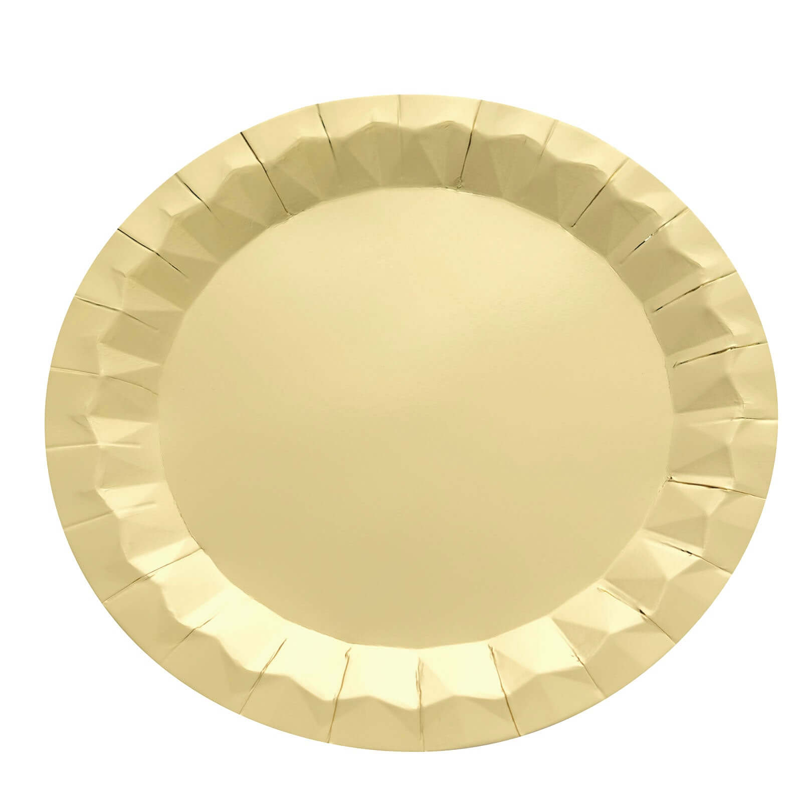 25-Pack Paper 12" Round Charger Plates in Metallic Gold with Geometric Prism Design - Disposable 400GSM Serving Trays for Stylish Banquets & Celebrations