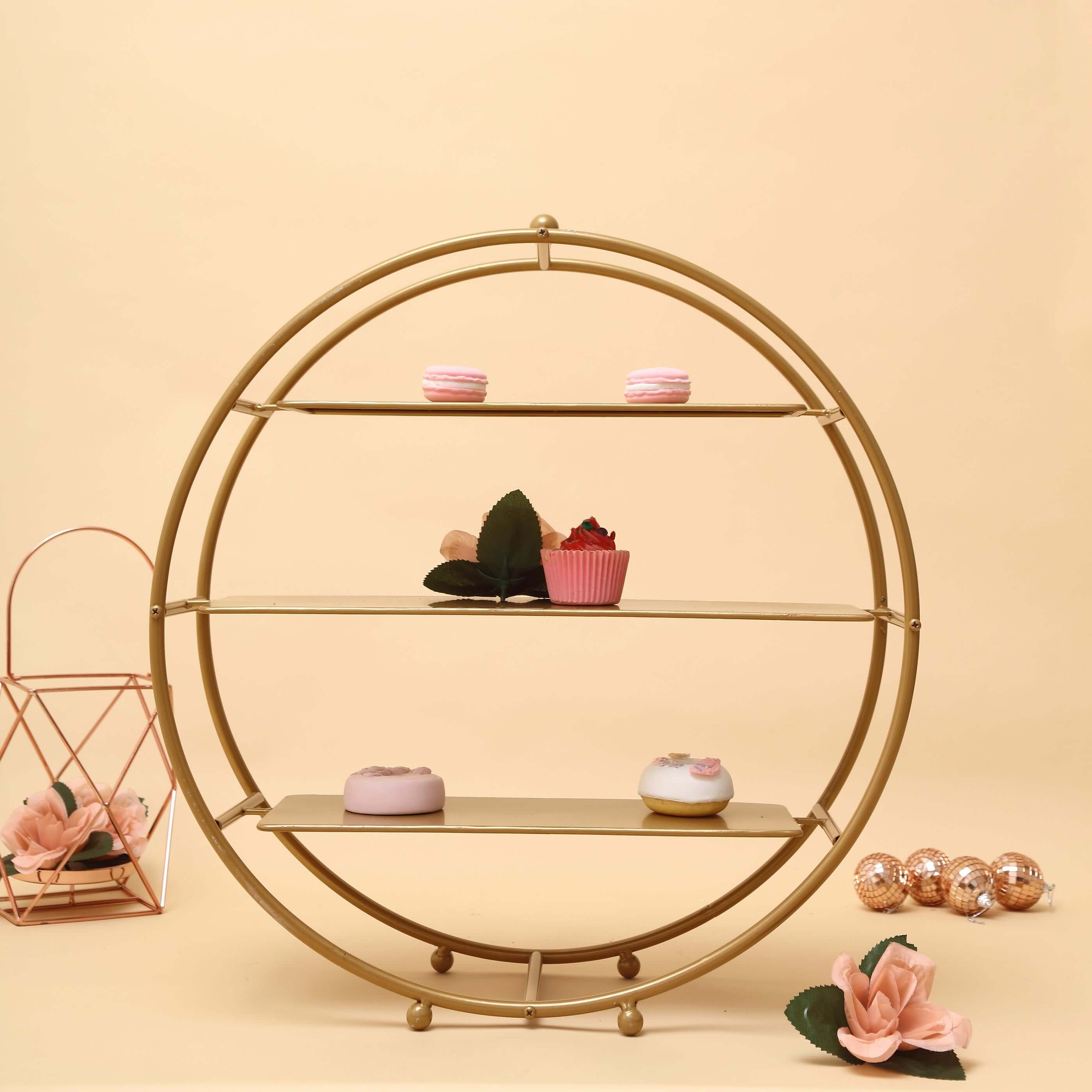 3-Tier Metal Round Cupcake Stand Matte Gold - Stylish Dessert Holder Appetizer Display for Modern Weddings Dessert Buffets & Celebrations 21"