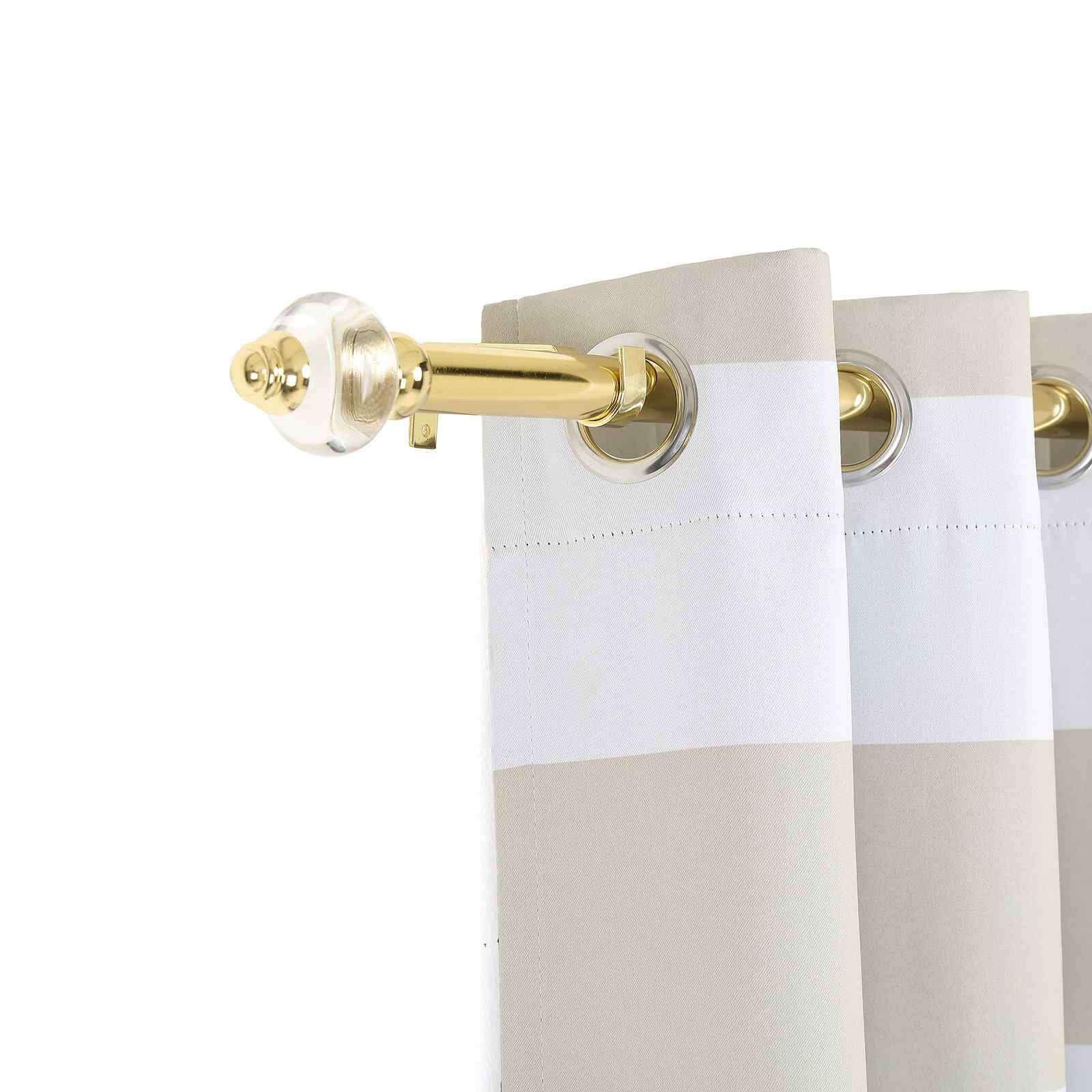 42"-126" Adjustable Metal Curtain Rod Set, Gold, Acrylic Designer Finials