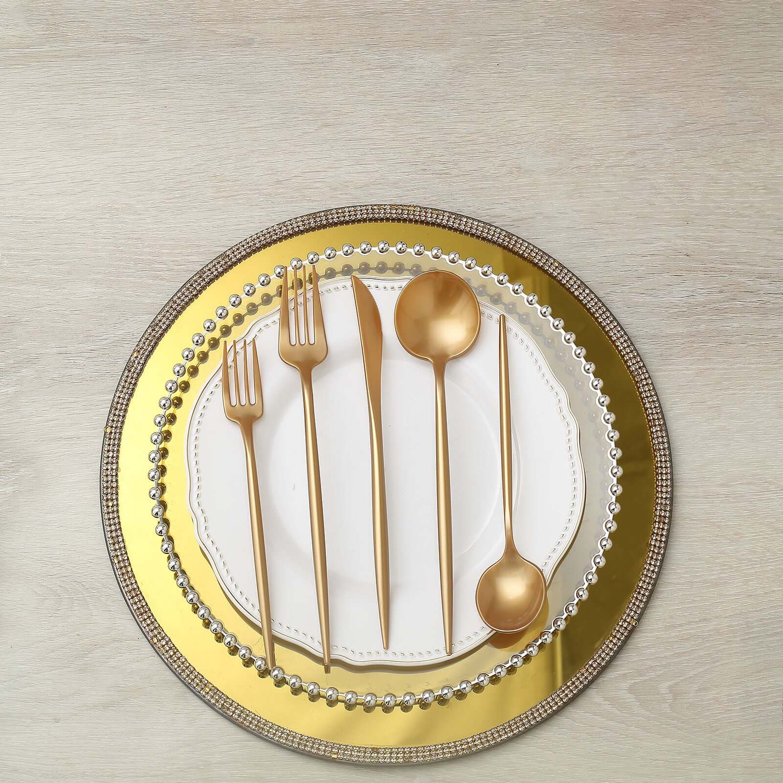 50-Pack Plastic Utensil Set Gold - Premium Disposable Heavy Duty Sleek Flatware