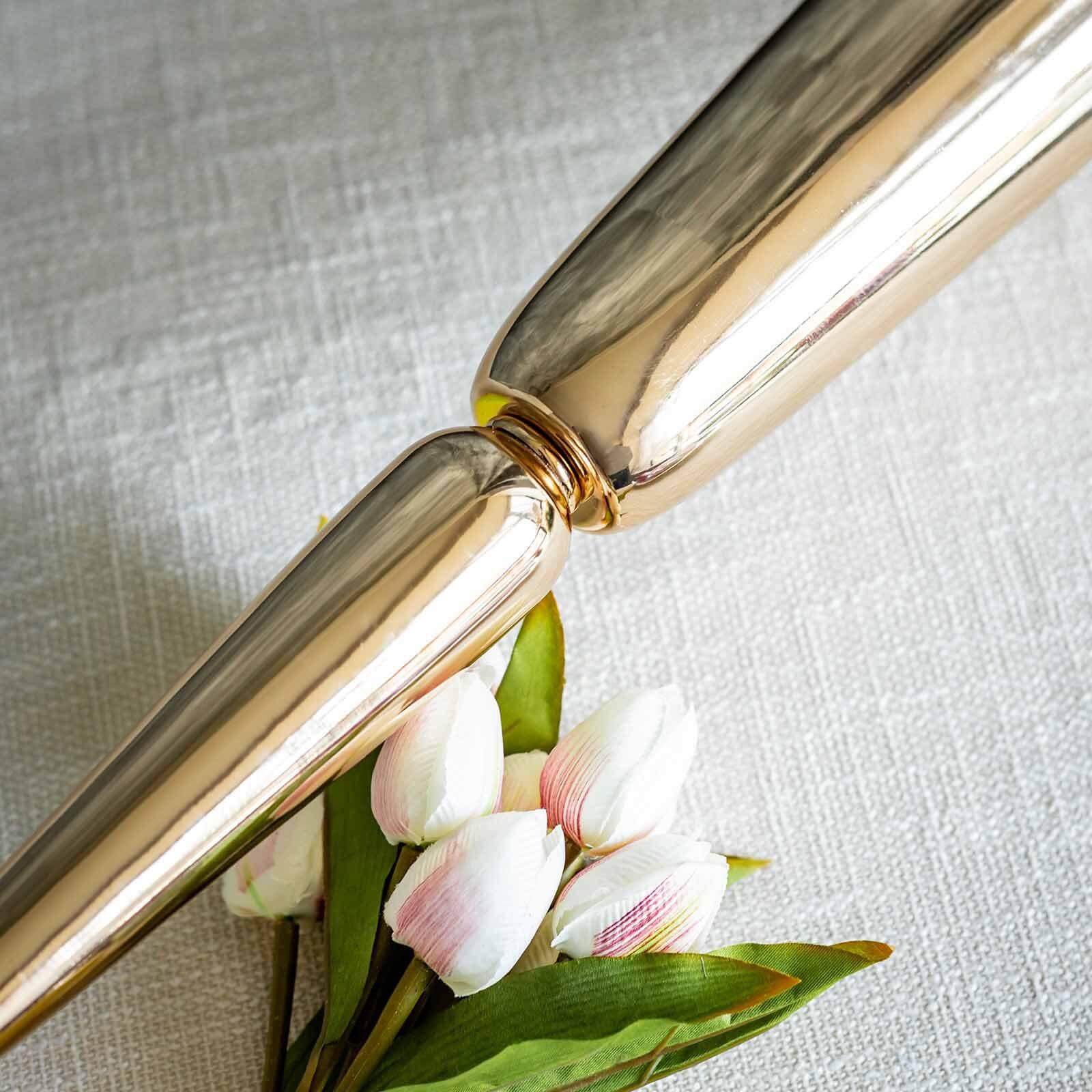 2 Pack 29" Gold Metal Trumpet Vases Set, Tall Floral Vase for Flower Arrangements & Table Centerpieces