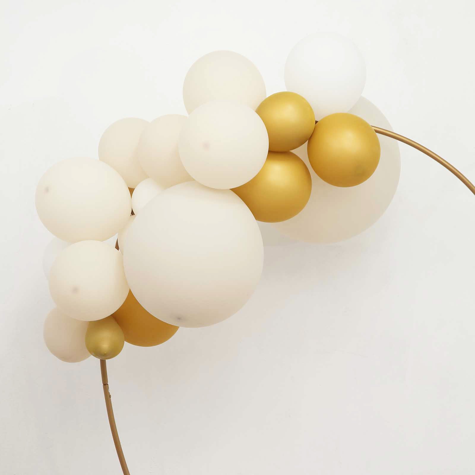 7ft Heavy Duty Gold Metal Heart Shape Photo Backdrop Stand, Wedding Arch Floral Balloon Frame with Sturdy Rectangular Base