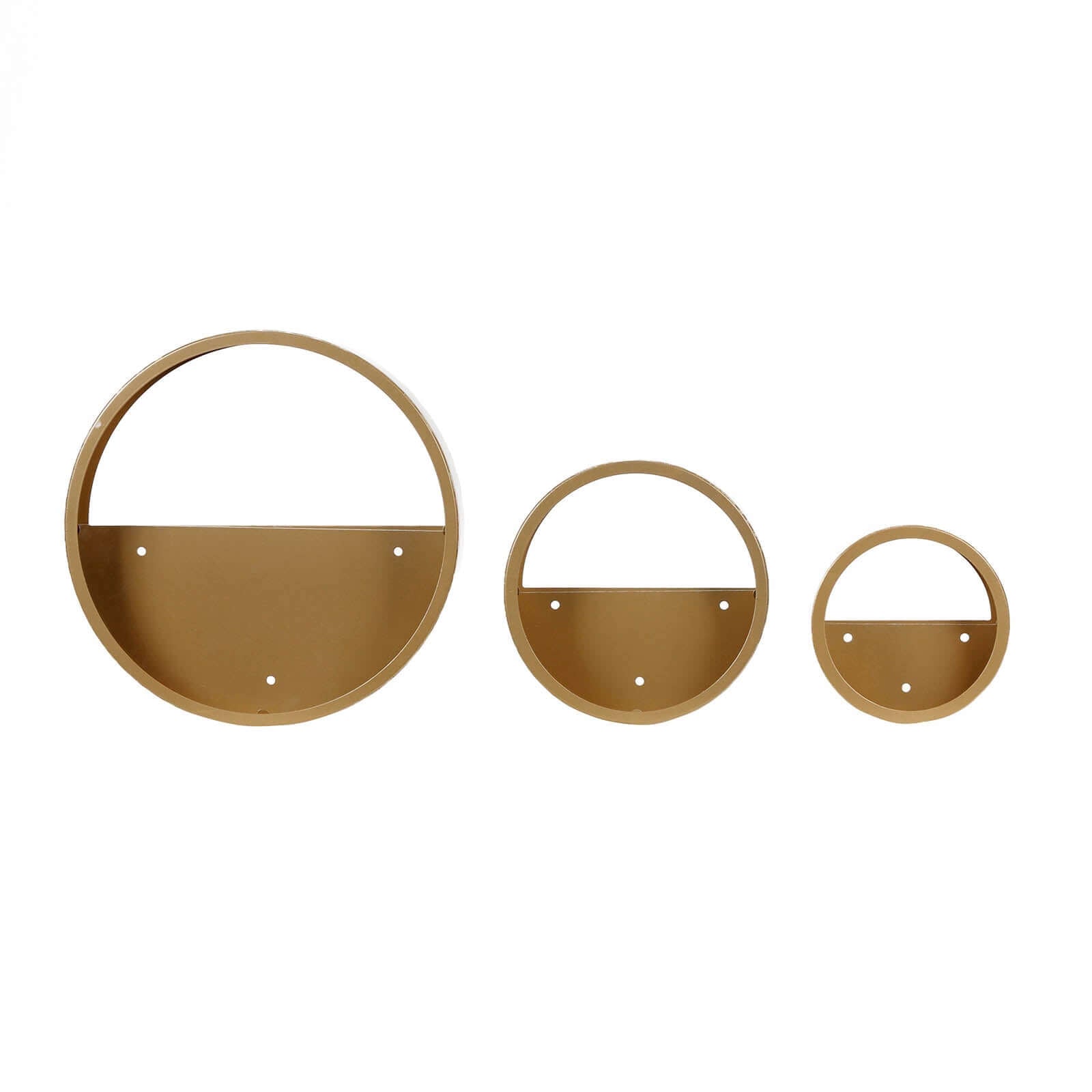 Set of 3 Gold Half Moon Wall Planters, Round Metal Wall Hanging Planter, Modern Indoor Outdoor Terrarium - 6",8",12"
