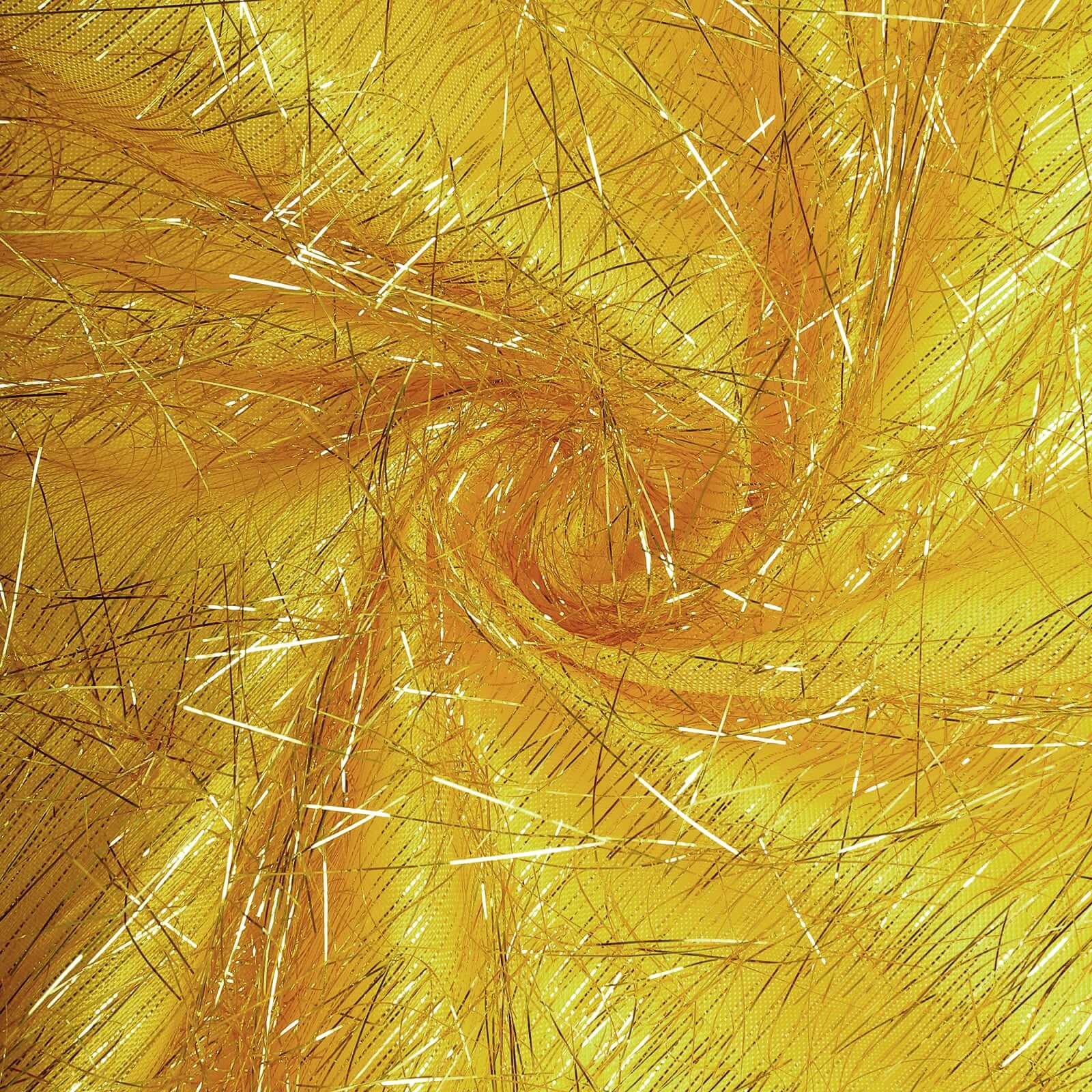 8ft Gold Metallic Fringe Shag Event Drapery Panel, Shimmery Tinsel Polyester Divider Backdrop Curtain