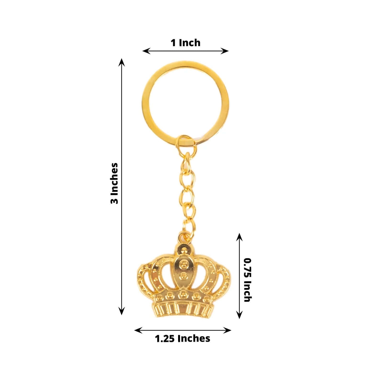 5 Pack Gold Metal Princess Crown Keychain Party Favor Souvenir, 3" Pre-Packed Wedding Bridal Shower Favor Gift Box With Ribbon & Thank You Tag