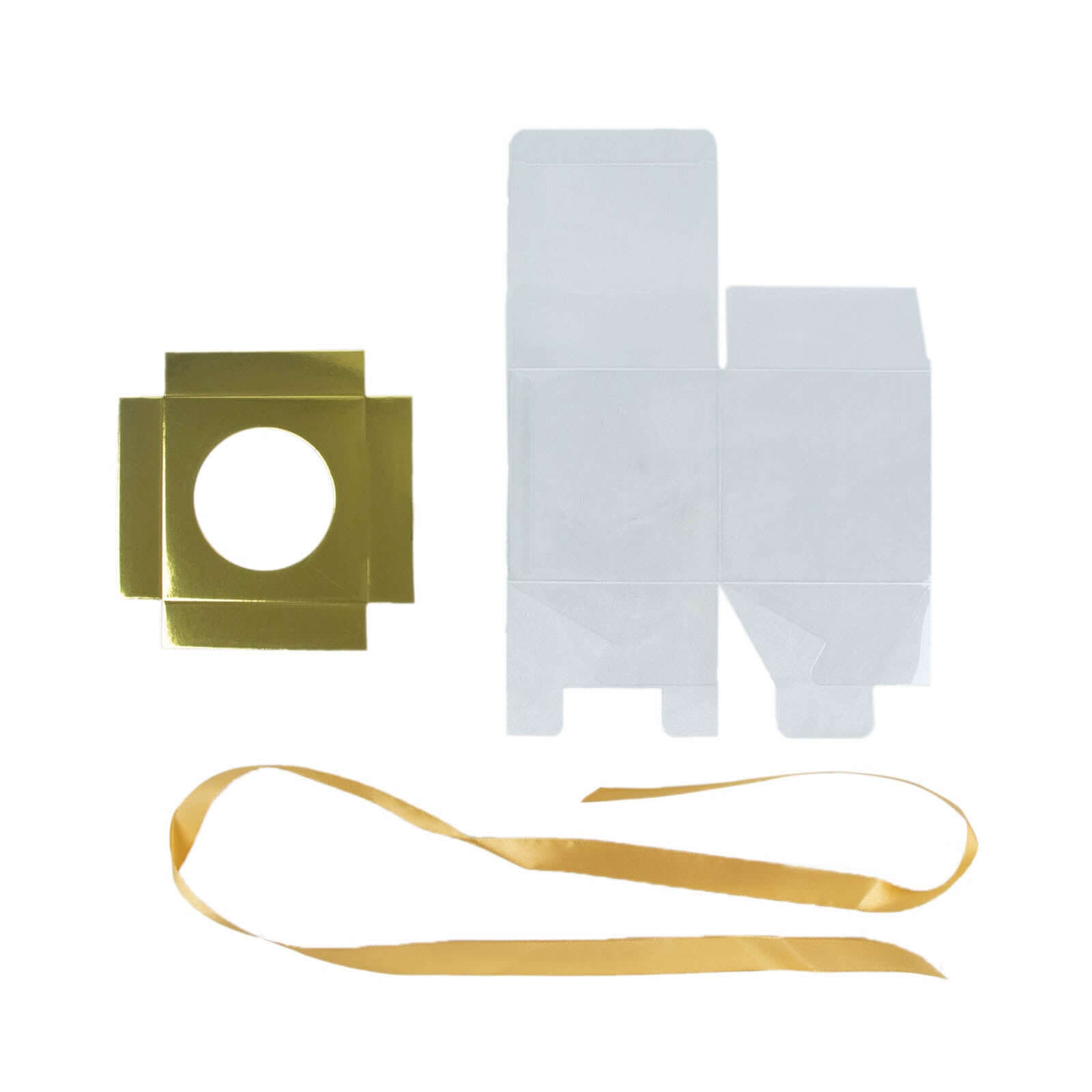 12 Pack 3.5" Clear Metallic Gold Disposable Cupcake Boxes With Ribbon Tie, Plastic Wedding Favor Boxes