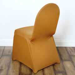 Spandex Chair Cover for Banquet Chairs Gold - Stylish Stretch 160GSM Fabric with Slip-On Slipcover for Sophisticated Gatherings