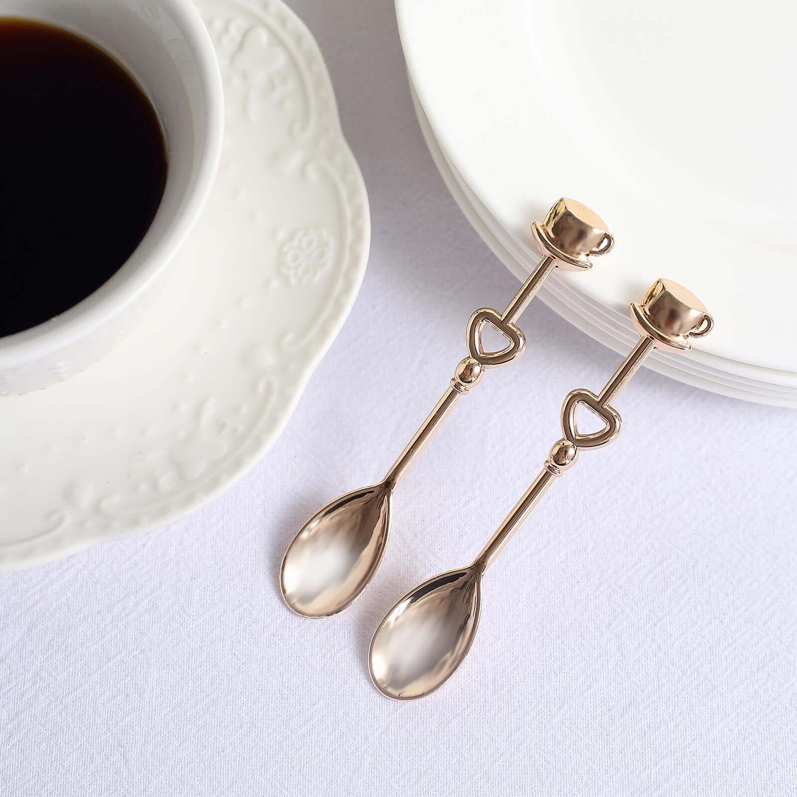 2 Pack 4" Gold Metal Couple Coffee Spoon Set Party Favors, Pre-Packed Wedding Souvenir Gift