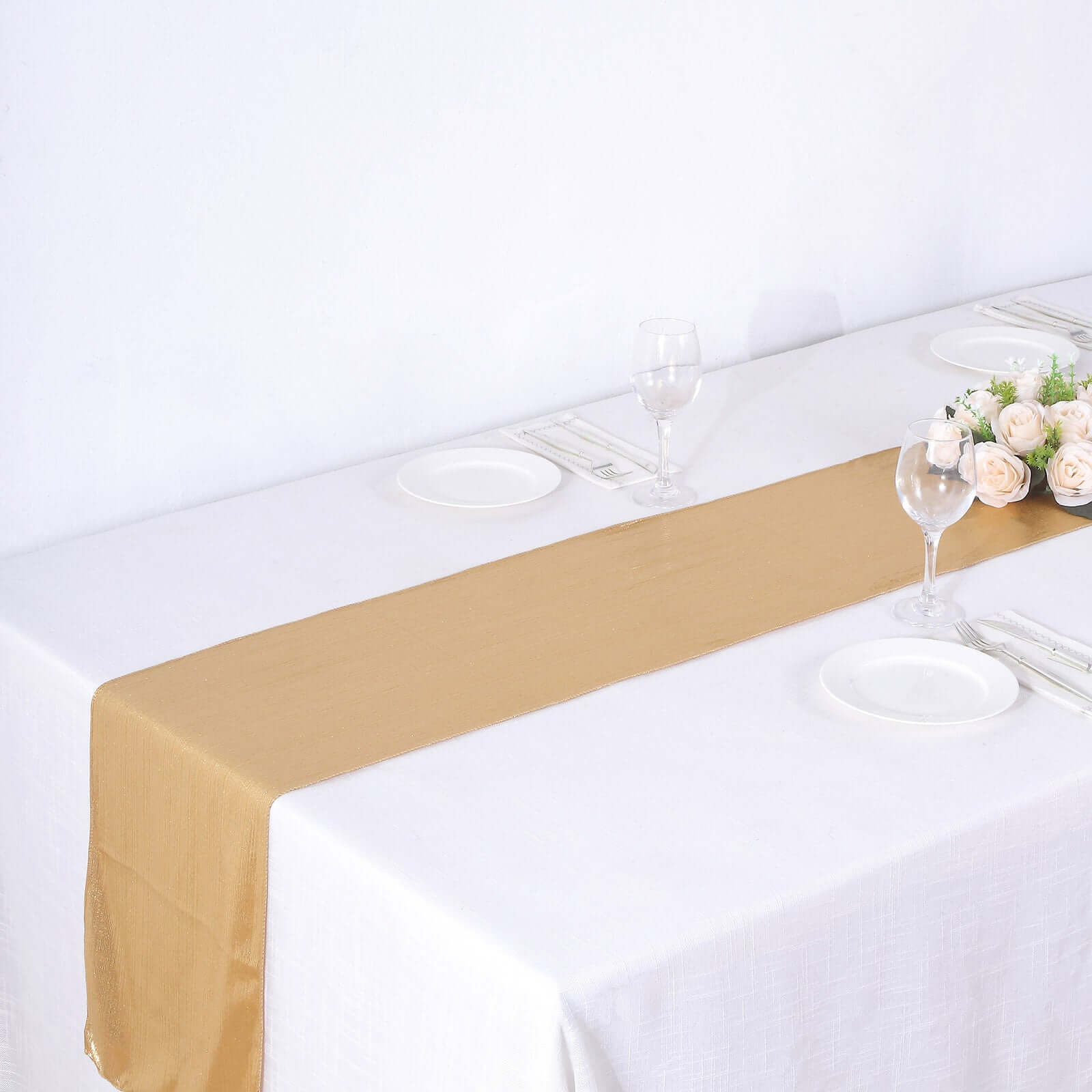 Polyester 12"x108" Table Runner Gold Shimmer Sequin Dots - Wrinkle-Free Finish for Upscale Occasions