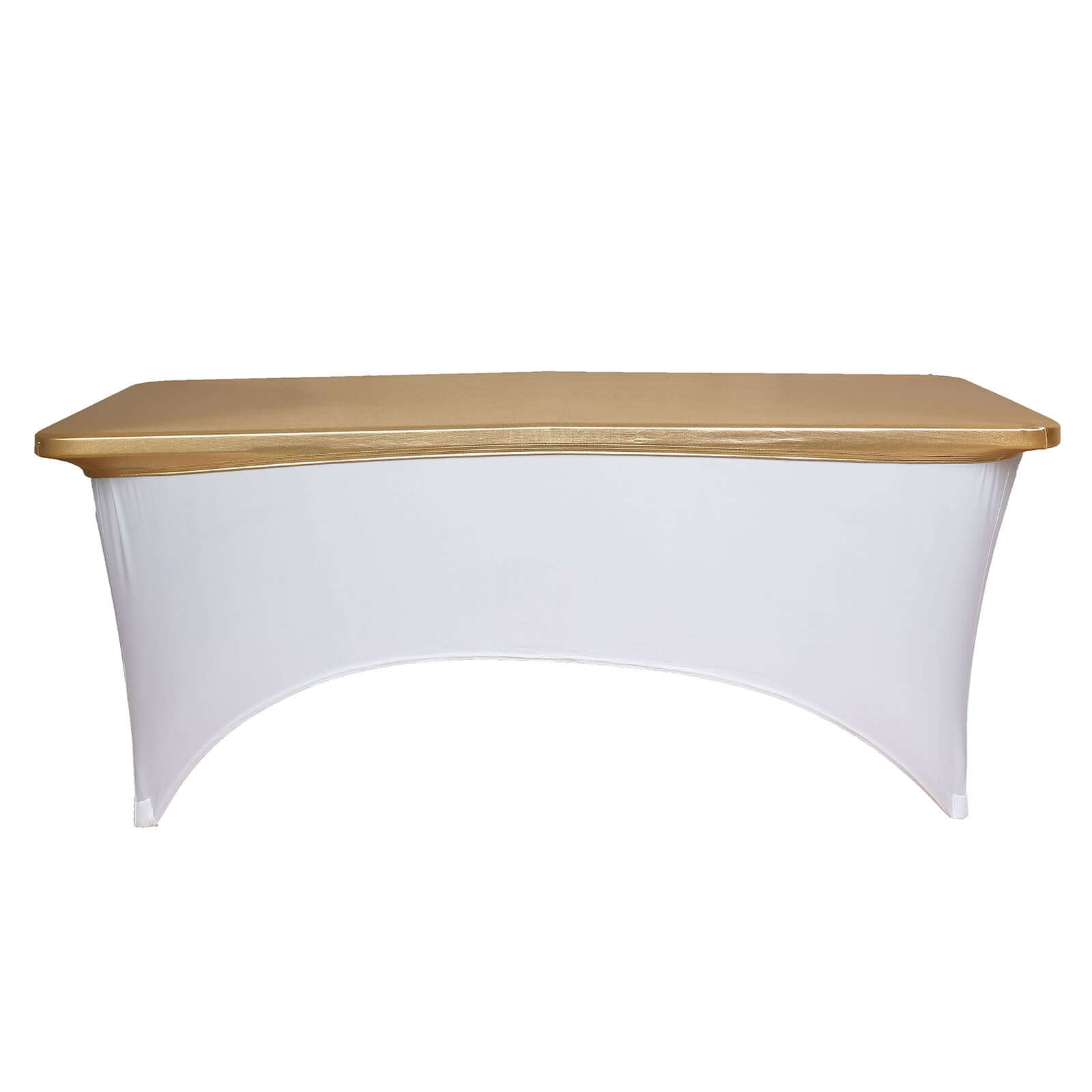 Stretch Spandex 72"x30" Rectangle Table Top Cover Metallic Gold - Easy to Install Glamorous Fitted Table Topper Cap for Luxe Events