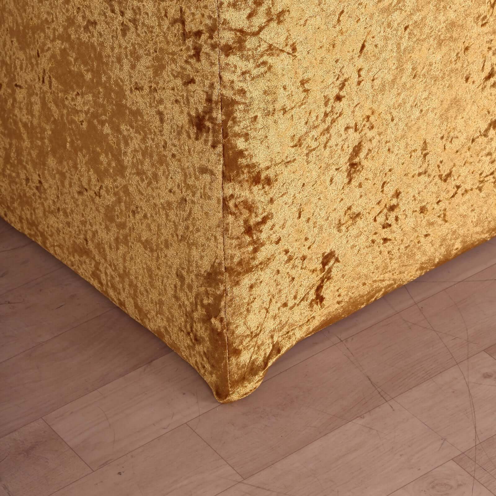 Crushed Velvet Spandex 32" Round Cocktail Table Cover Gold Smooth Highboy Tablecloth