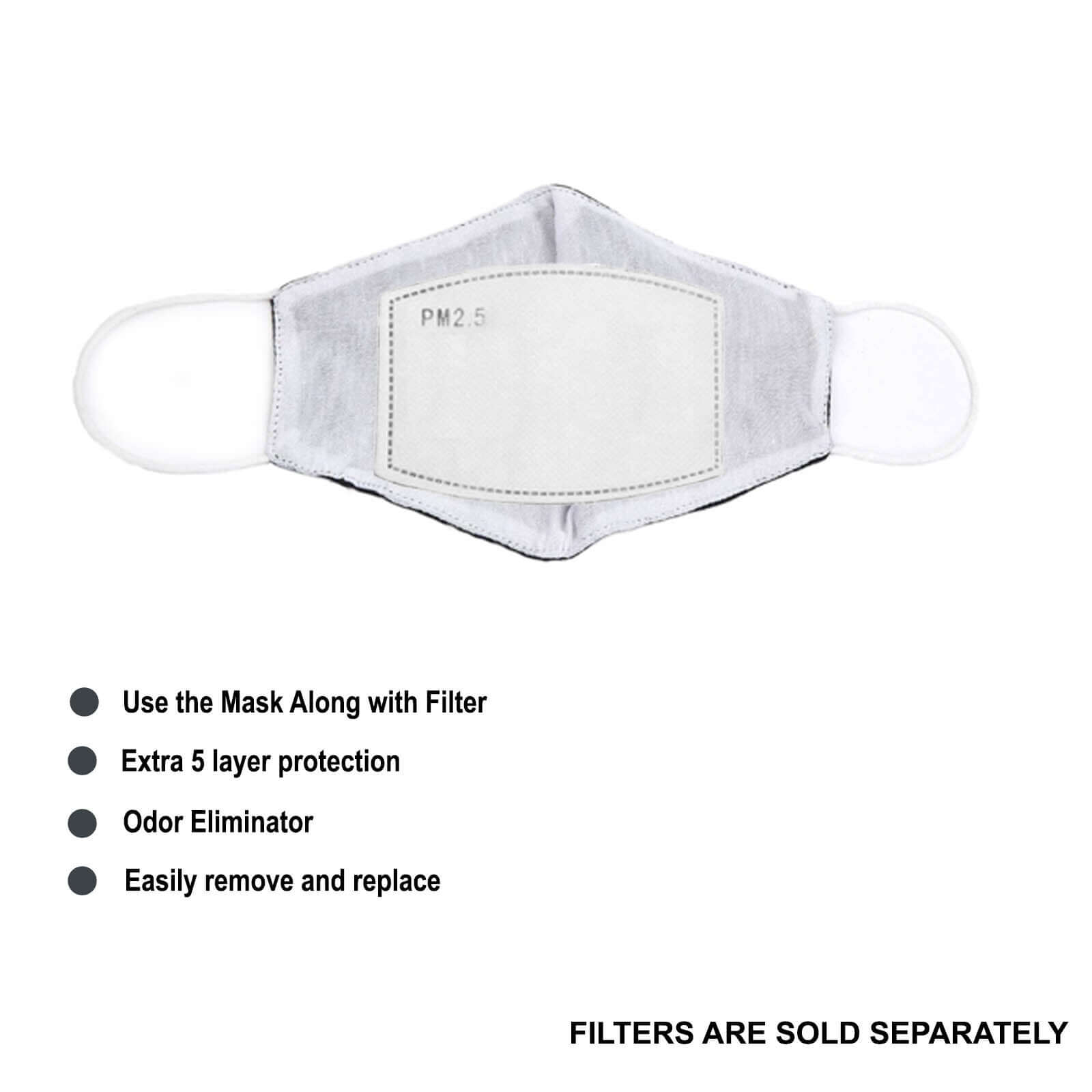 5 Pack 2 Ply Silver Ultra Soft 100% Organic Cotton Face Masks, Reusable Fabric Masks With Soft Ear Loops