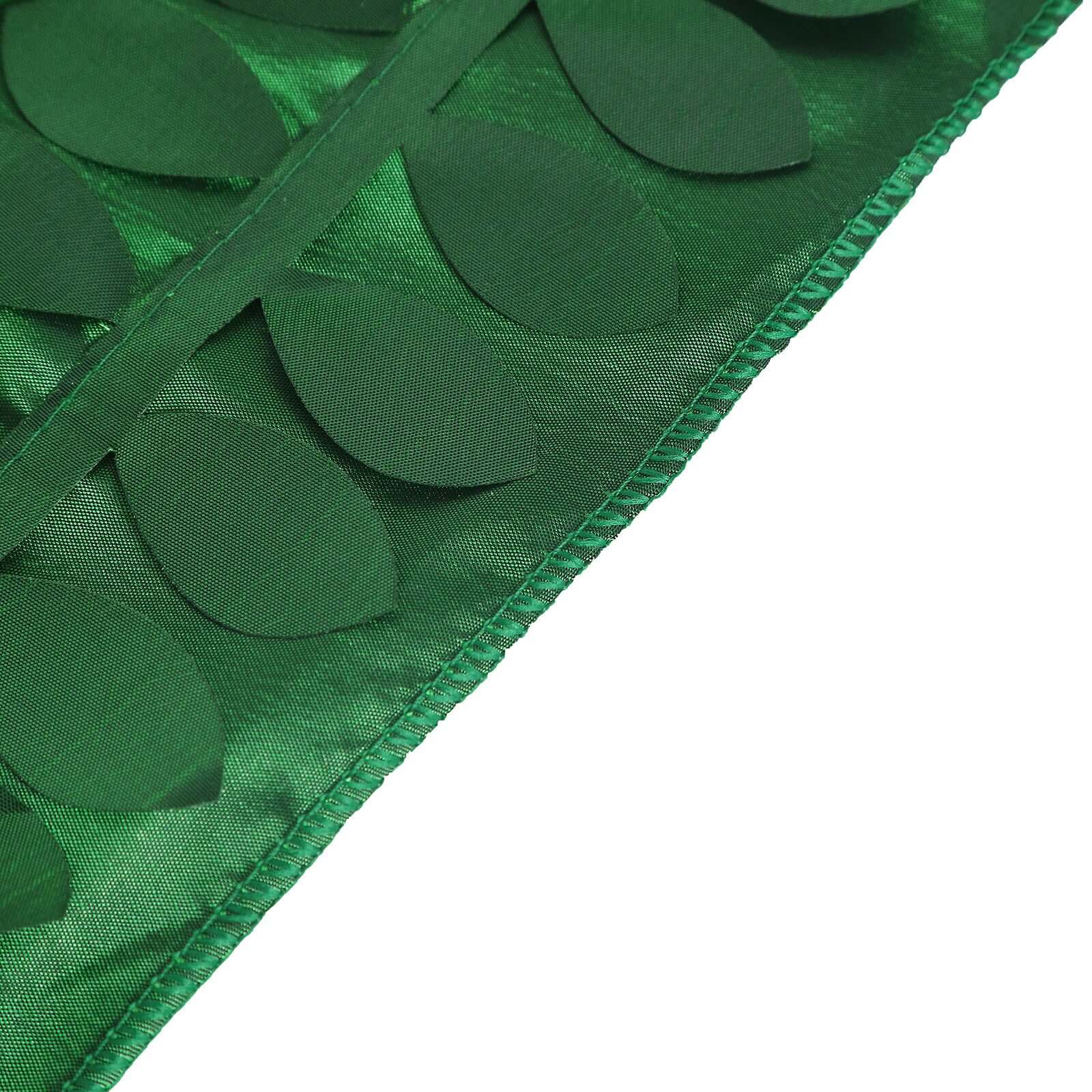 Taffeta 60"x102" Rectangle Tablecloth Green | Exquisite 3D Leaf Petal Design for Chic Wedding & Event Decor