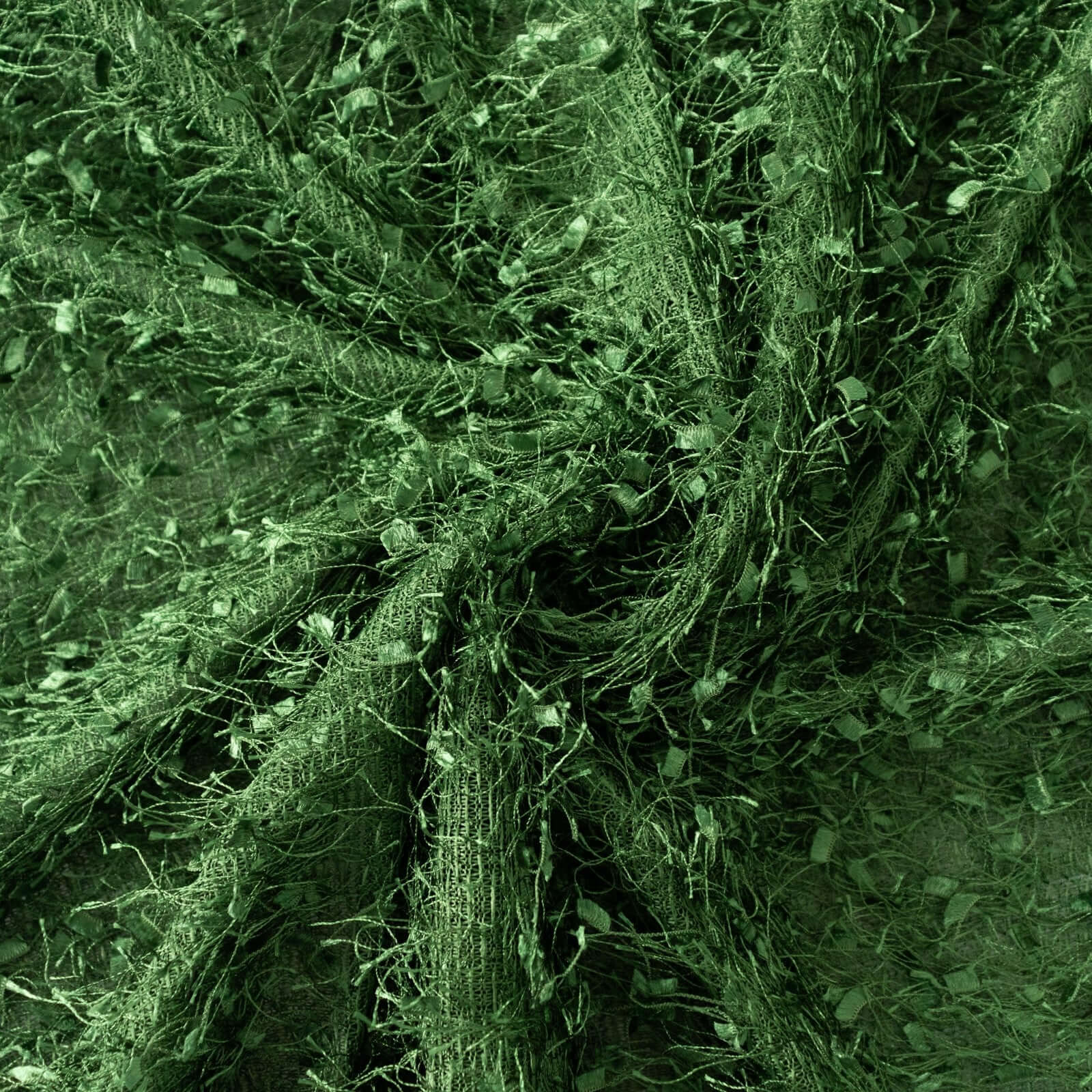 Polyester 12"x108" Table Runner Green - Fringe Shag Table Decor