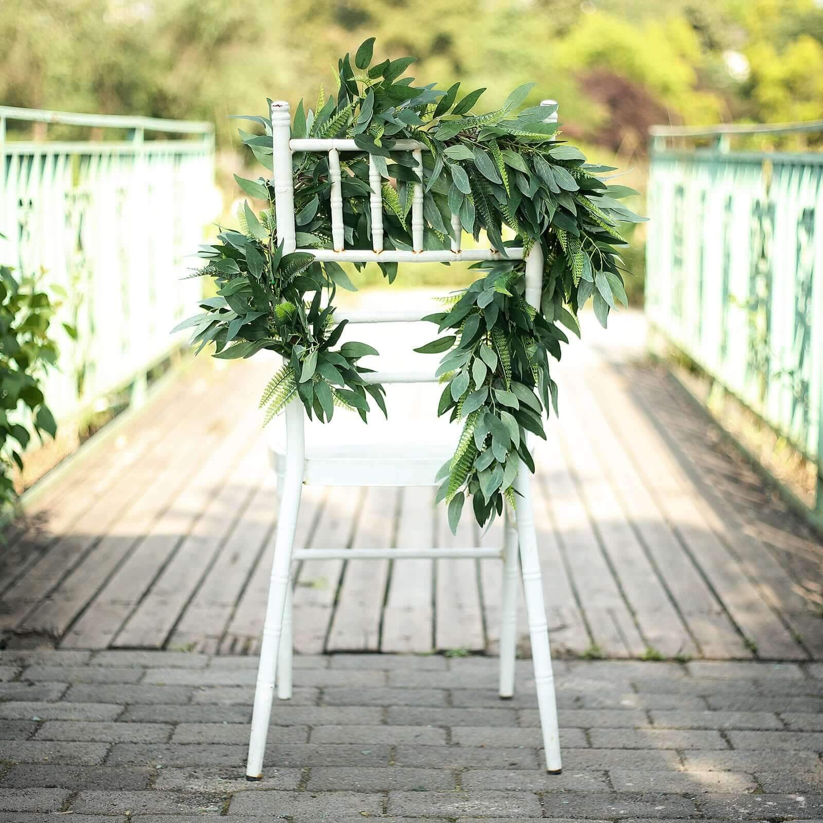 4ft Real Touch Green Artificial Willow and Frond Leaves Garland Vine