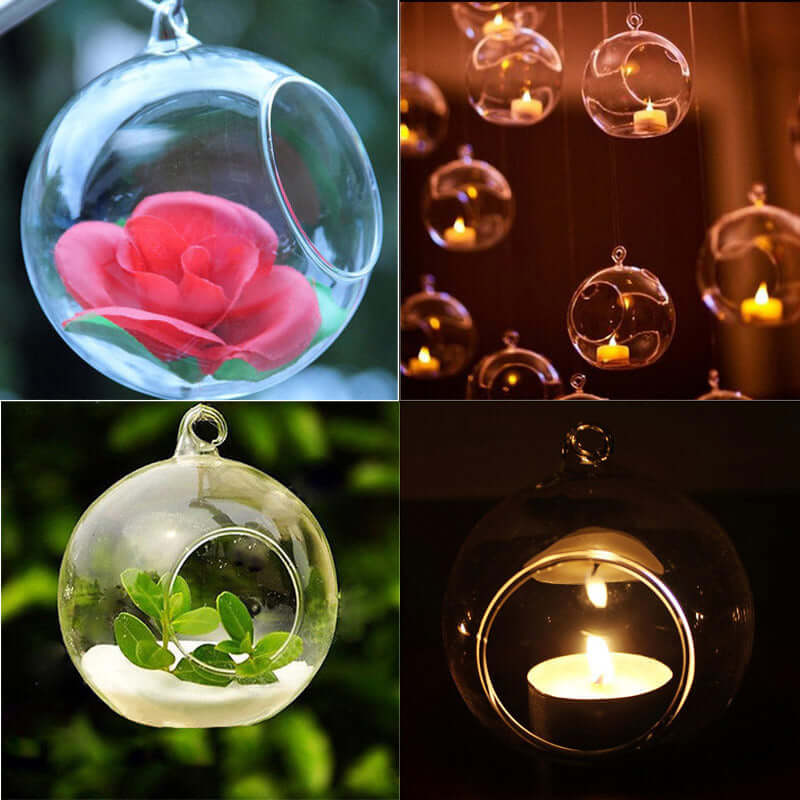 4-Pack Glass Terrarium Hanging Globe Design Free-Falling - Modern Planter for Air Plants & Displays 4"