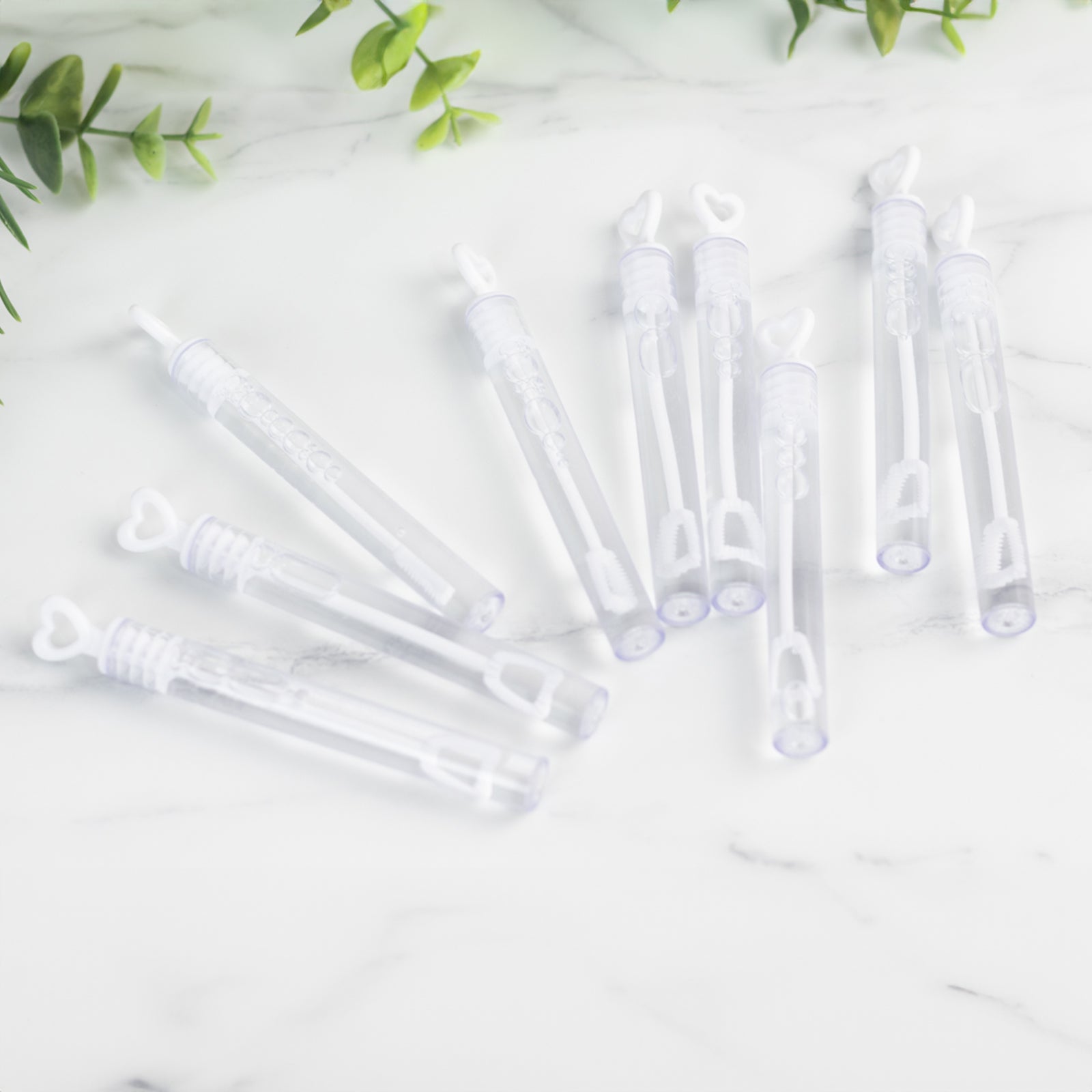 48 Pack 4" White Heart Chemistry Tube Bubbles Bridal Wedding Shower Favor