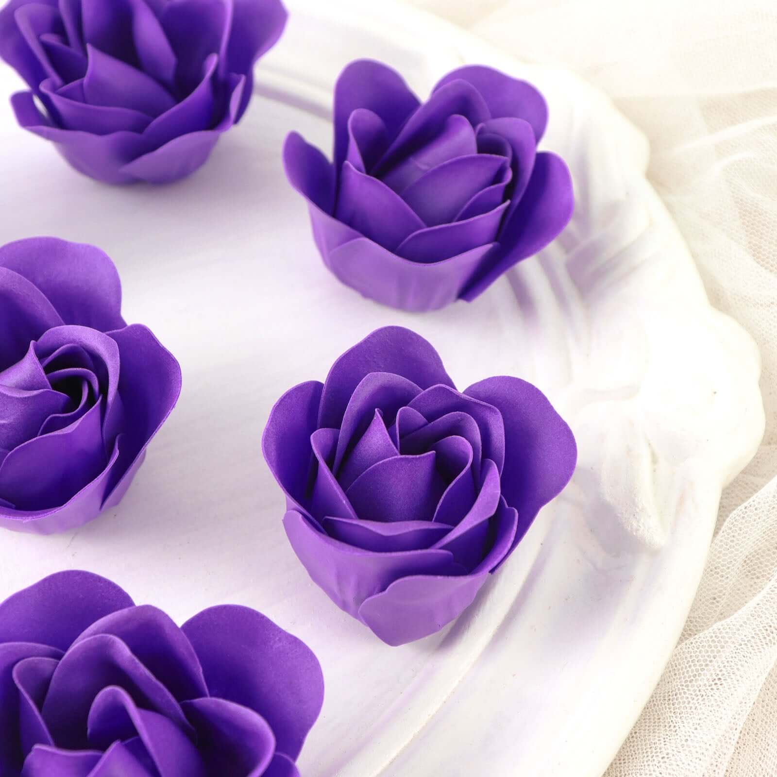 4 Pack 24 Pcs Purple Scented Rose Soap Heart Shaped Party Favors With Gift Boxes And Ribbon