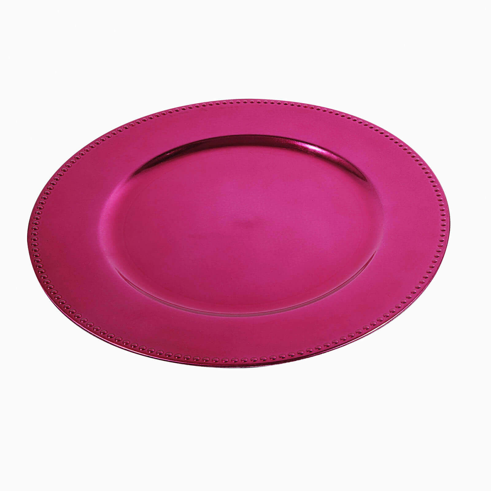 6-Pack Acrylic Round Charger Plates 13" in Hot Pink with Beaded Rim, Dinner Charger Event Tabletop Decor