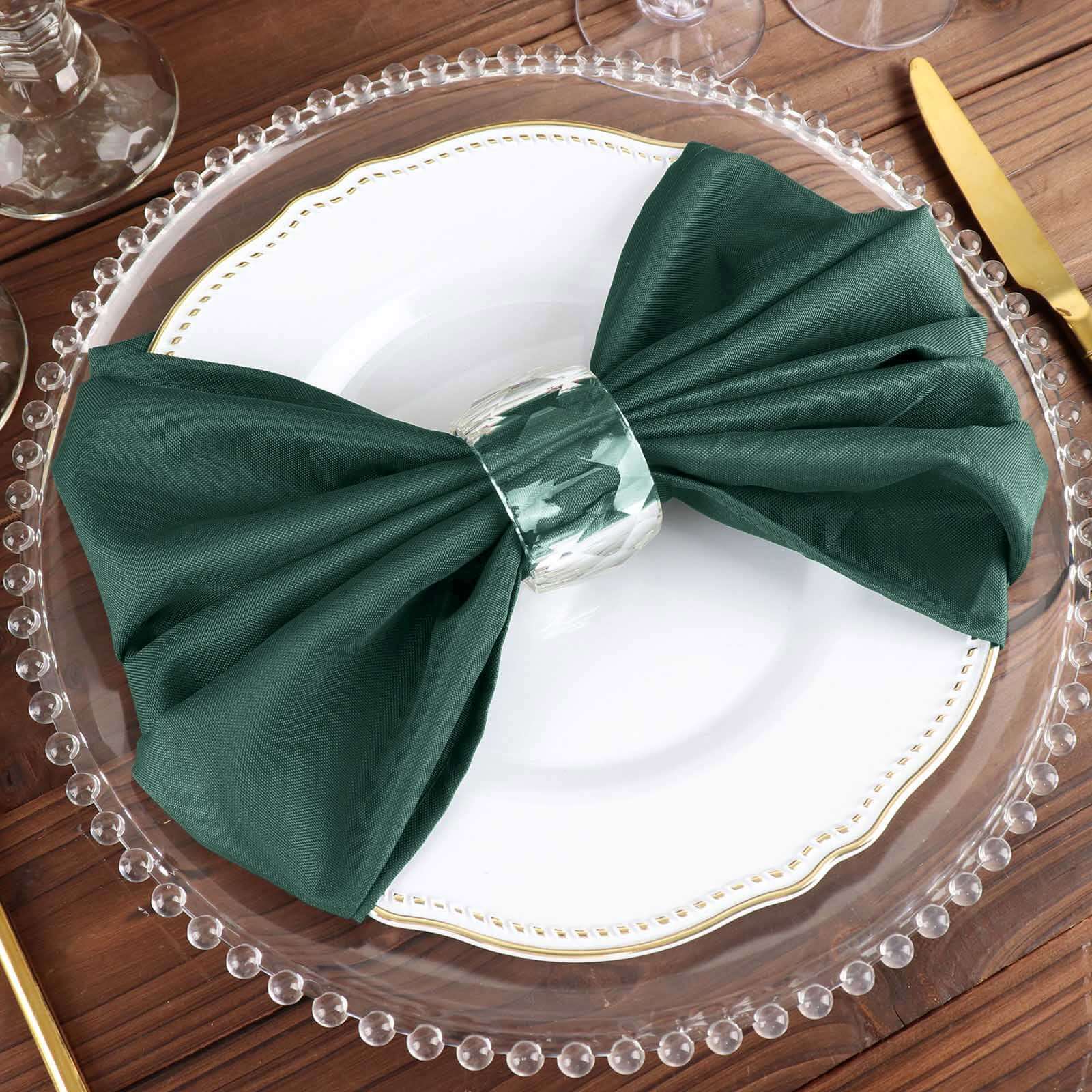 5 Pack Polyester 20"x20" Napkins Hunter Emerald Green - Wrinkle Resistant & Easy Care Cloth Napkins