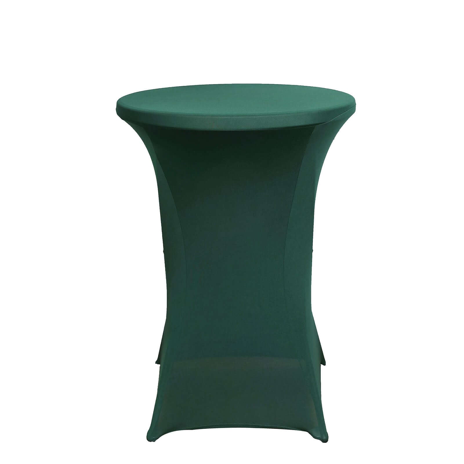 Spandex 24"-32" Round Cocktail Table Cover Hunter Emerald Green - Easy to Maintain Stretch Fitted Highboy Tablecloth