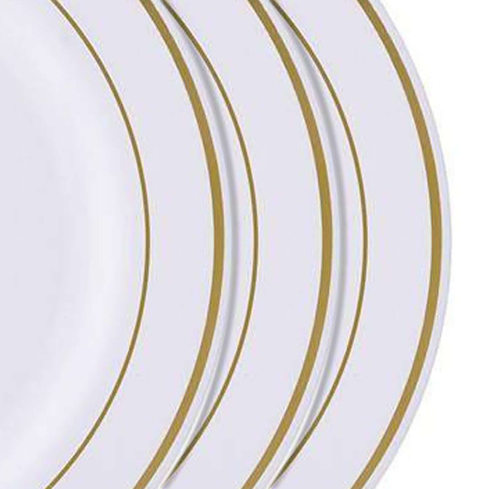 10-Pack Plastic Dinner Plates Ivory with Très Chic Gold Rim - Disposable Party Plates for Gatherings 10"