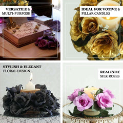 4 Pack 3" Ivory Artificial Silk Rose Flower Candle Ring Wreaths