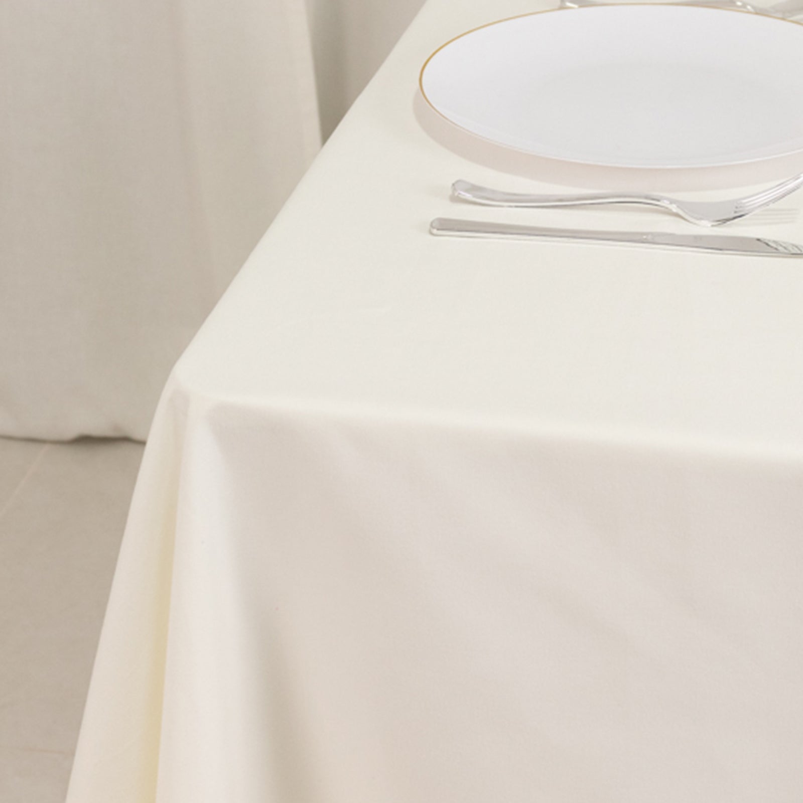 Cotton Blend 70"x70" Square Tablecloth Ivory - Wrinkle-Resistant Fabric Table Cover