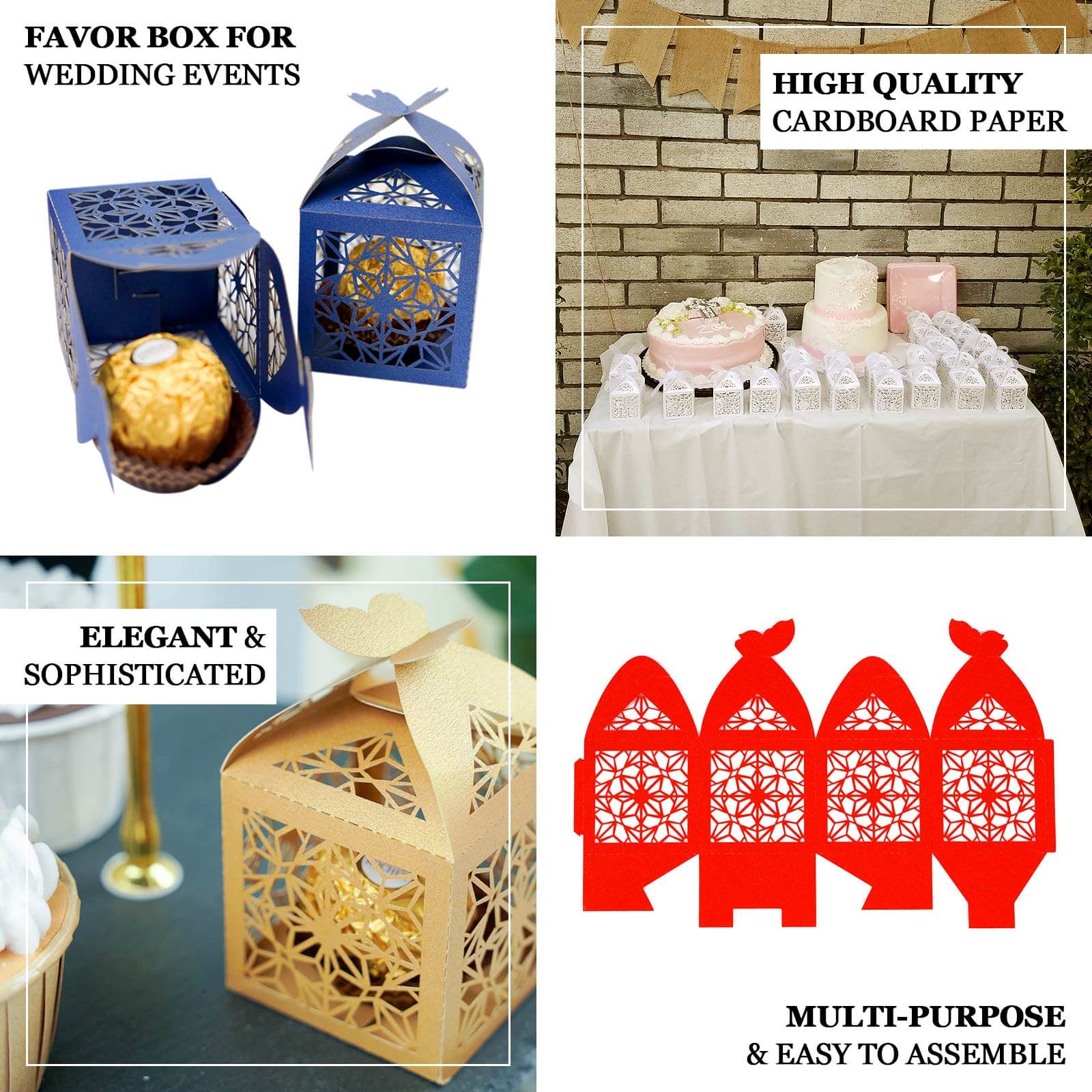 25 Pack White Butterfly Top Laser Cut Lace Favor Candy Gift Boxes