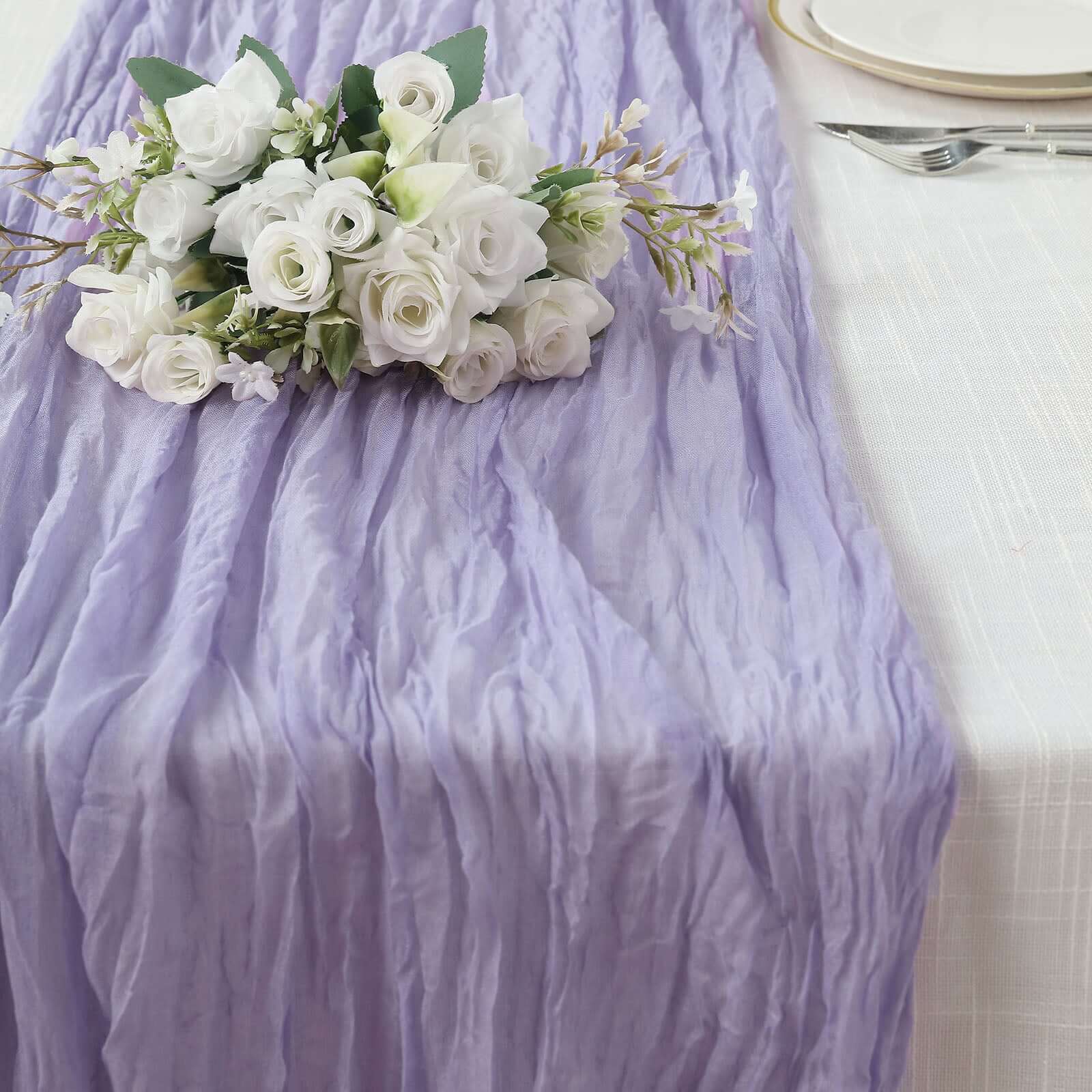 Gauze Cheesecloth 10ft Table Runner Lavender Lilac - Rustic Boho Style