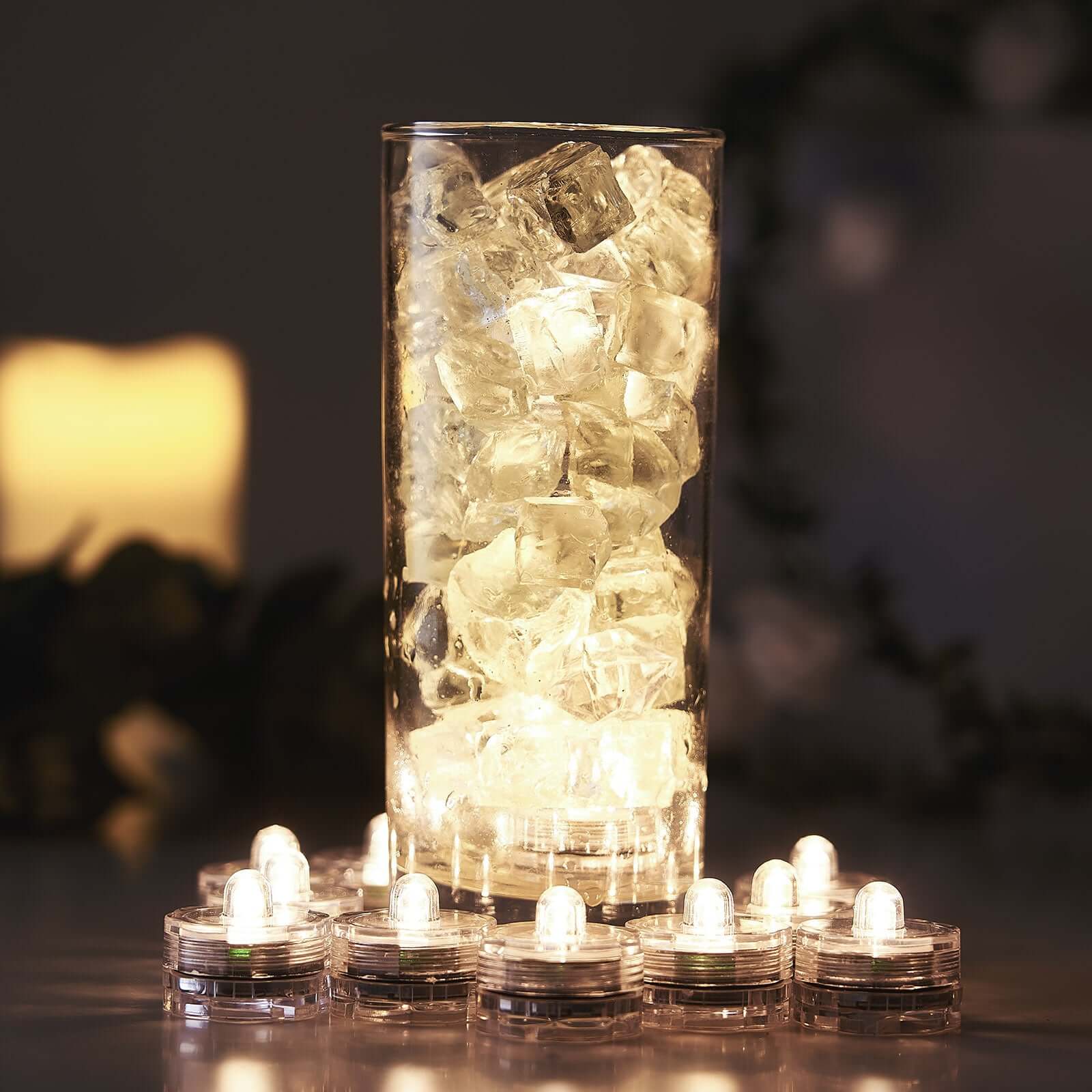 12-Pack LED Lights Flower Design - Submersible Waterproof Warm White Battery Operated