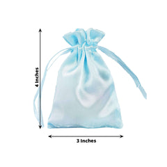 12 Pack 3" Light Blue Satin Drawstring Wedding Party Favor Gift Bags