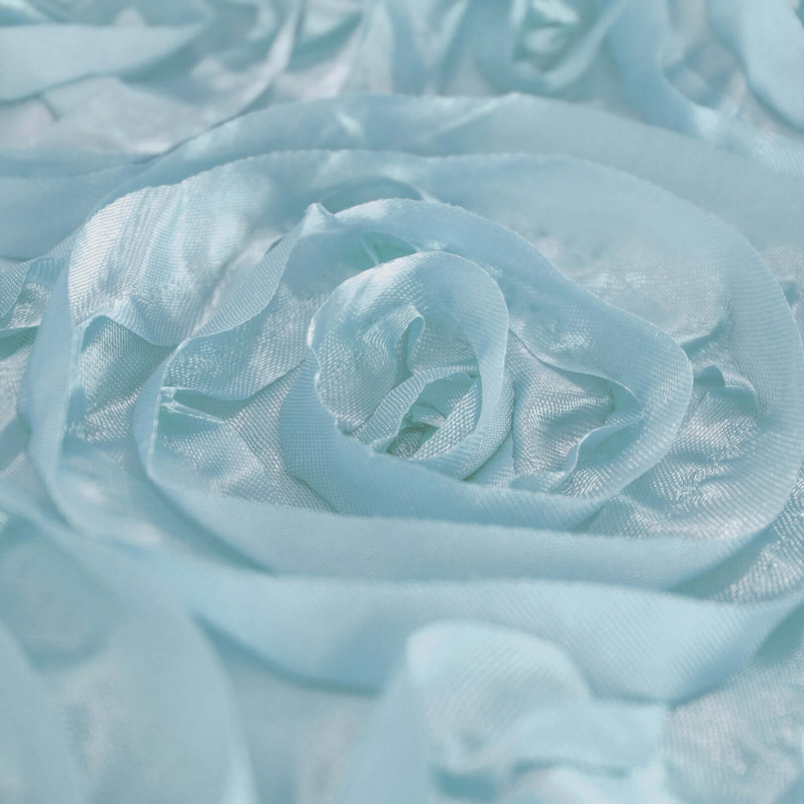 Satin 90"x132" Rectangle Tablecloth Light Blue - Grandiose 3D Rosette Seamless Table Cover