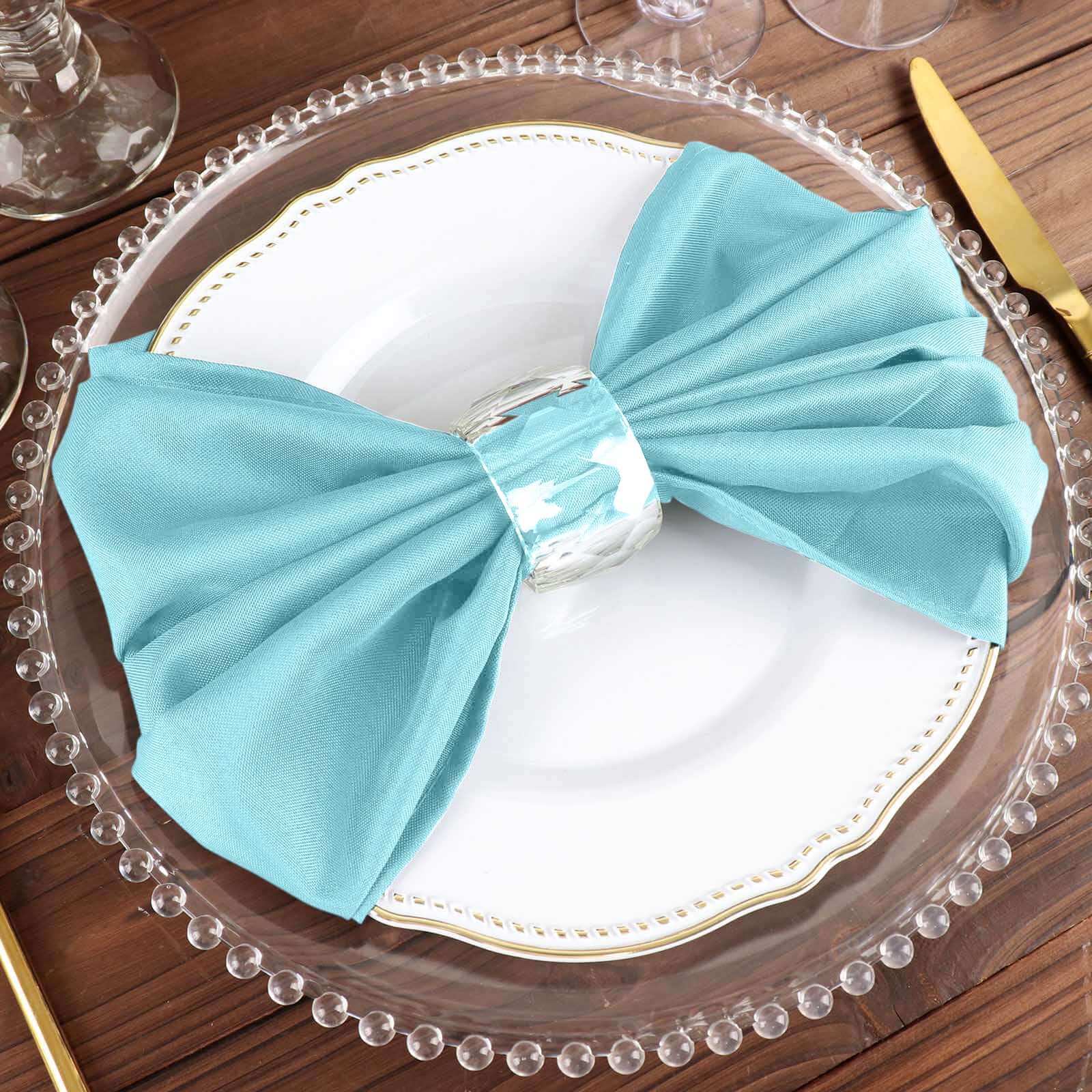 5 Pack Polyester 20"x20" Napkins Light Blue - Wrinkle Resistant & Easy Care Cloth Napkins